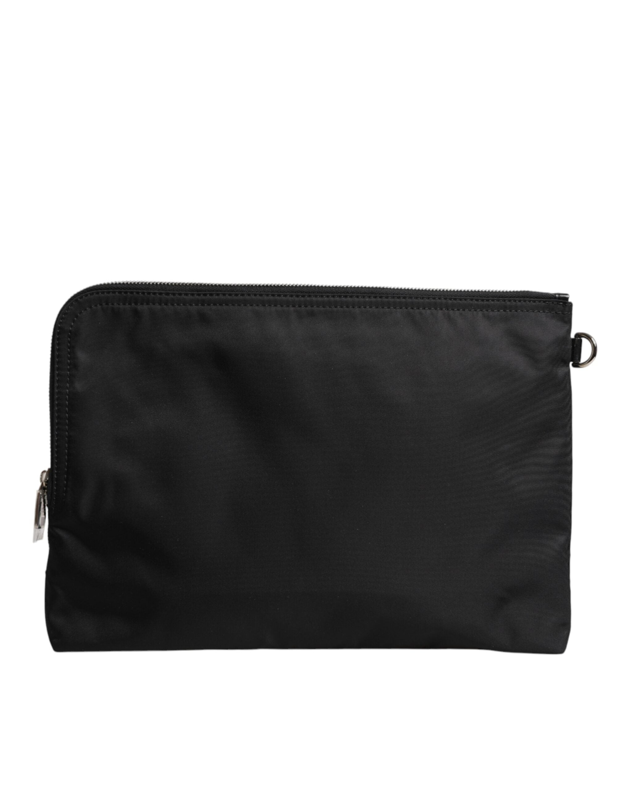 Black DG Milano Print Nylon Pouch Clutch Bag