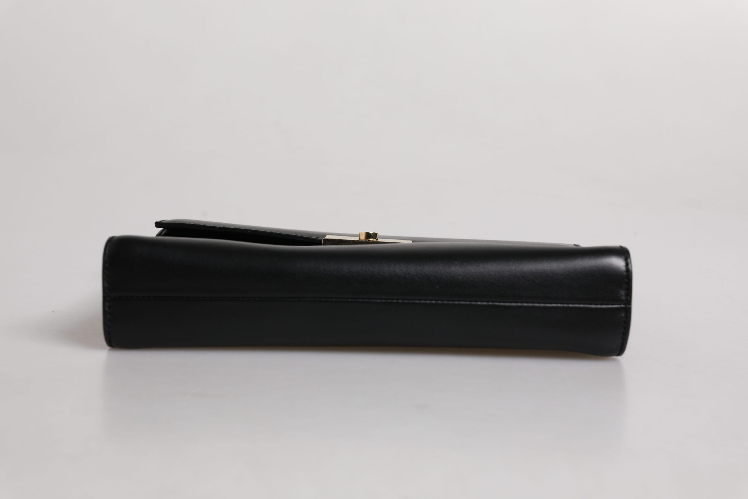 Black Leather Logo Plaque Document Briefcase Bag