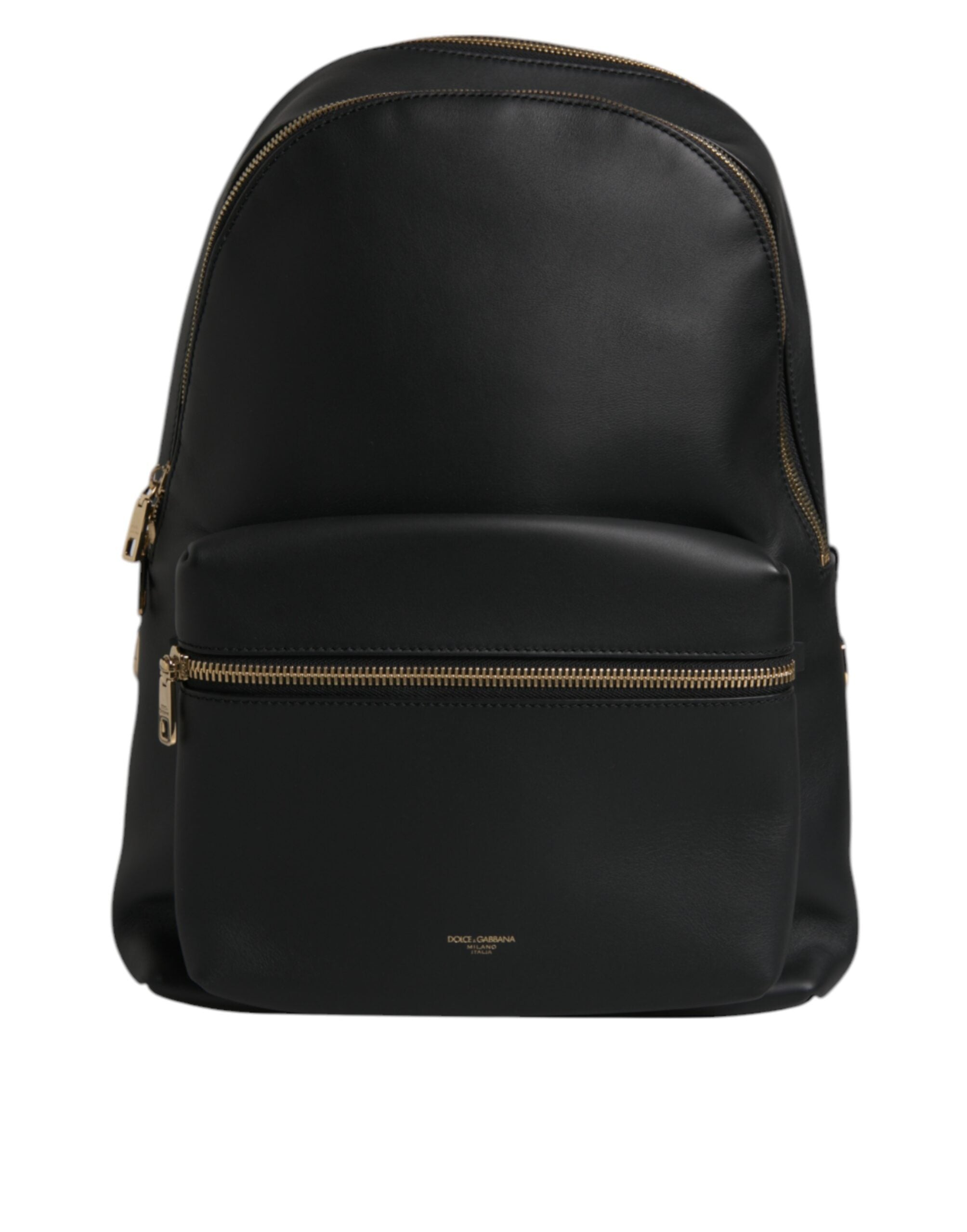 Black DG Leather Logo Print Travel Back Pack Bag