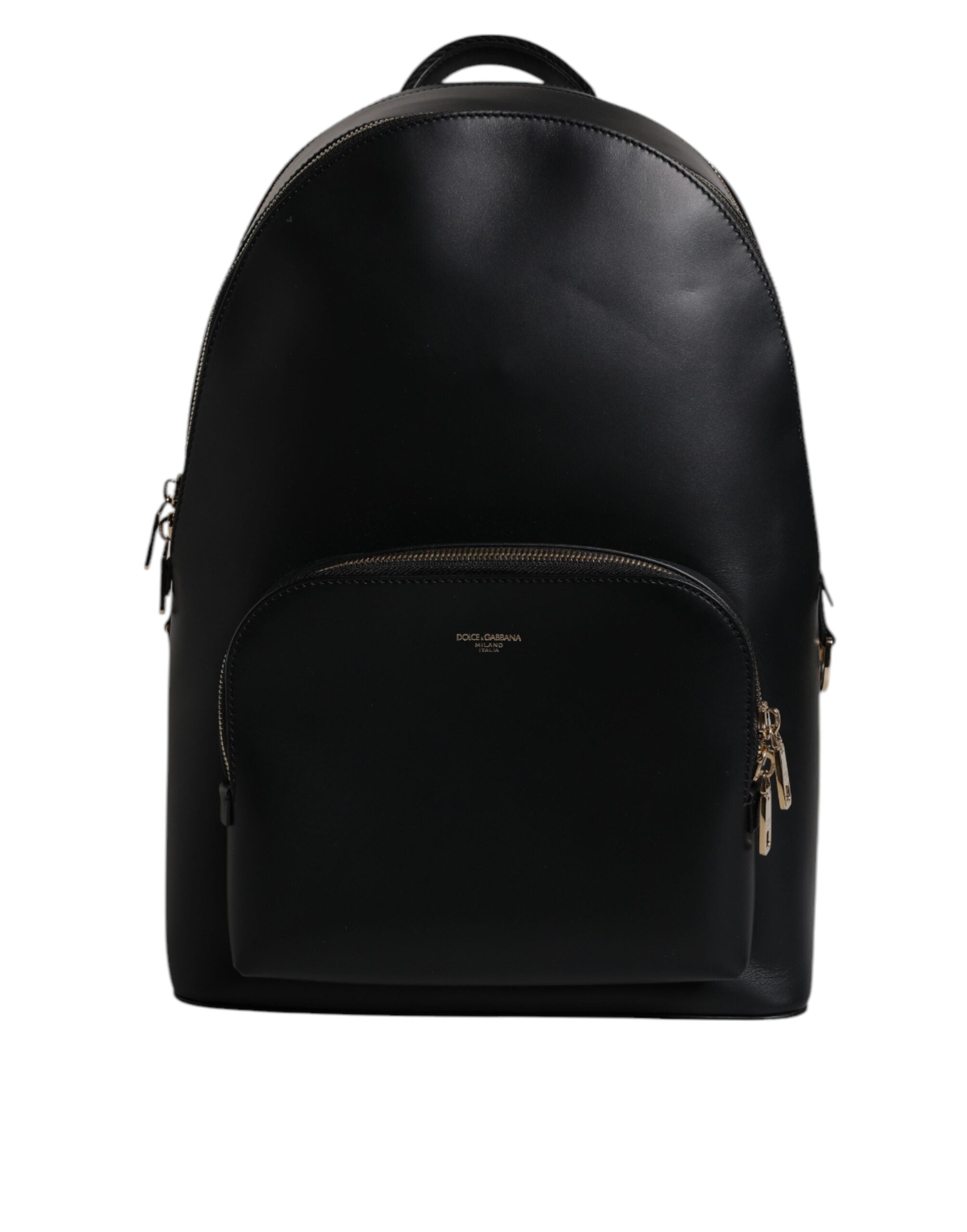 Black DG Leather Logo Print Travel Back Pack Bag