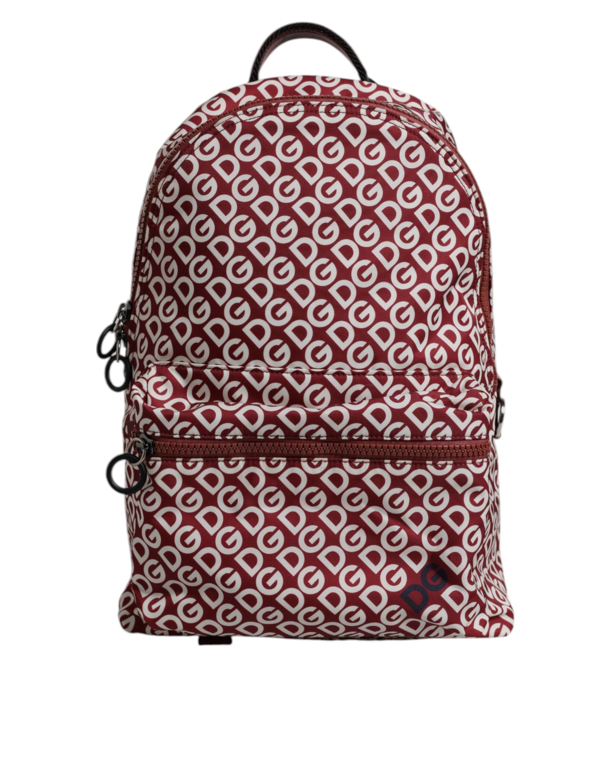 Red White DG Logo Print Nylon Travel Backpack Bag