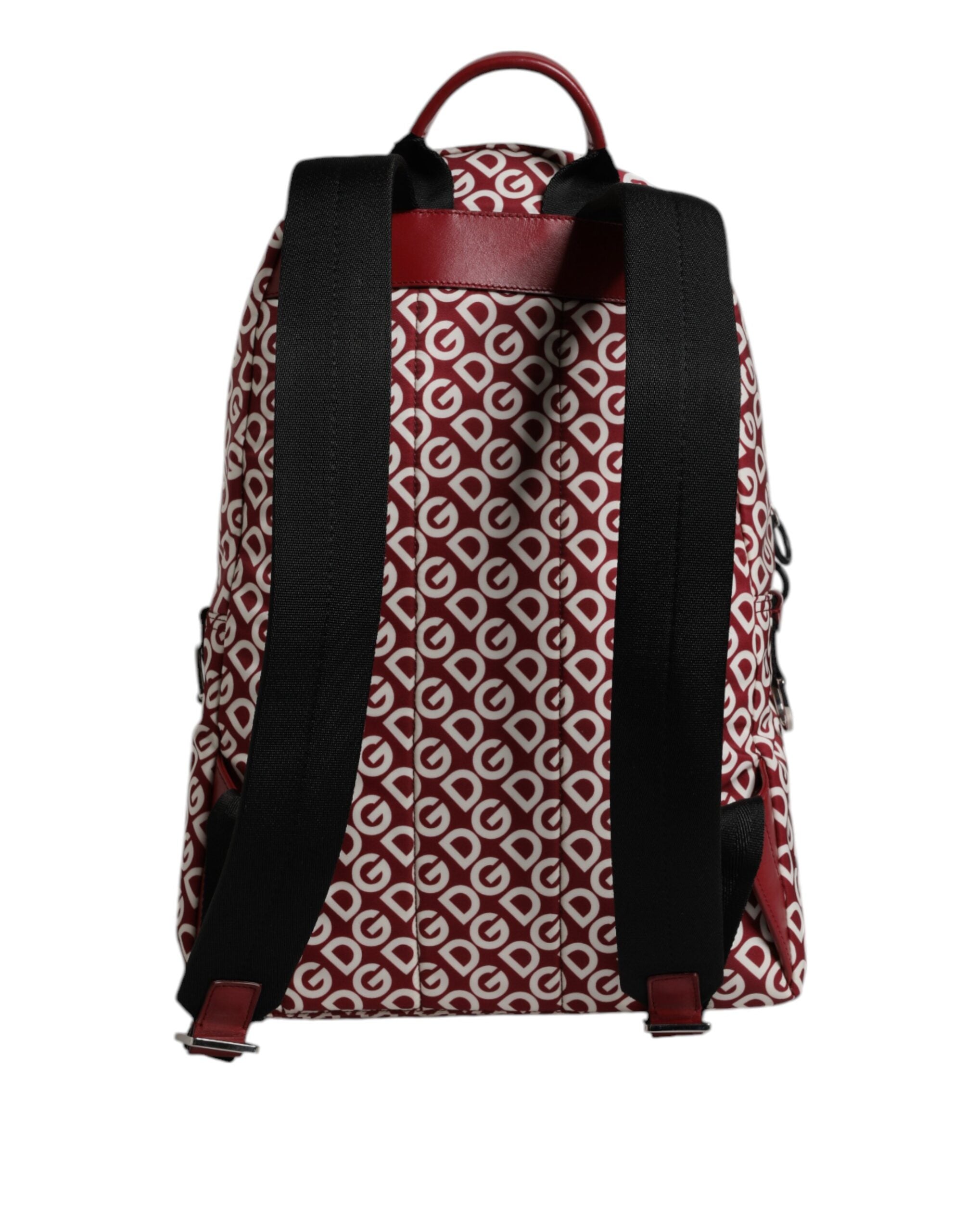 Red White DG Logo Print Nylon Travel Backpack Bag