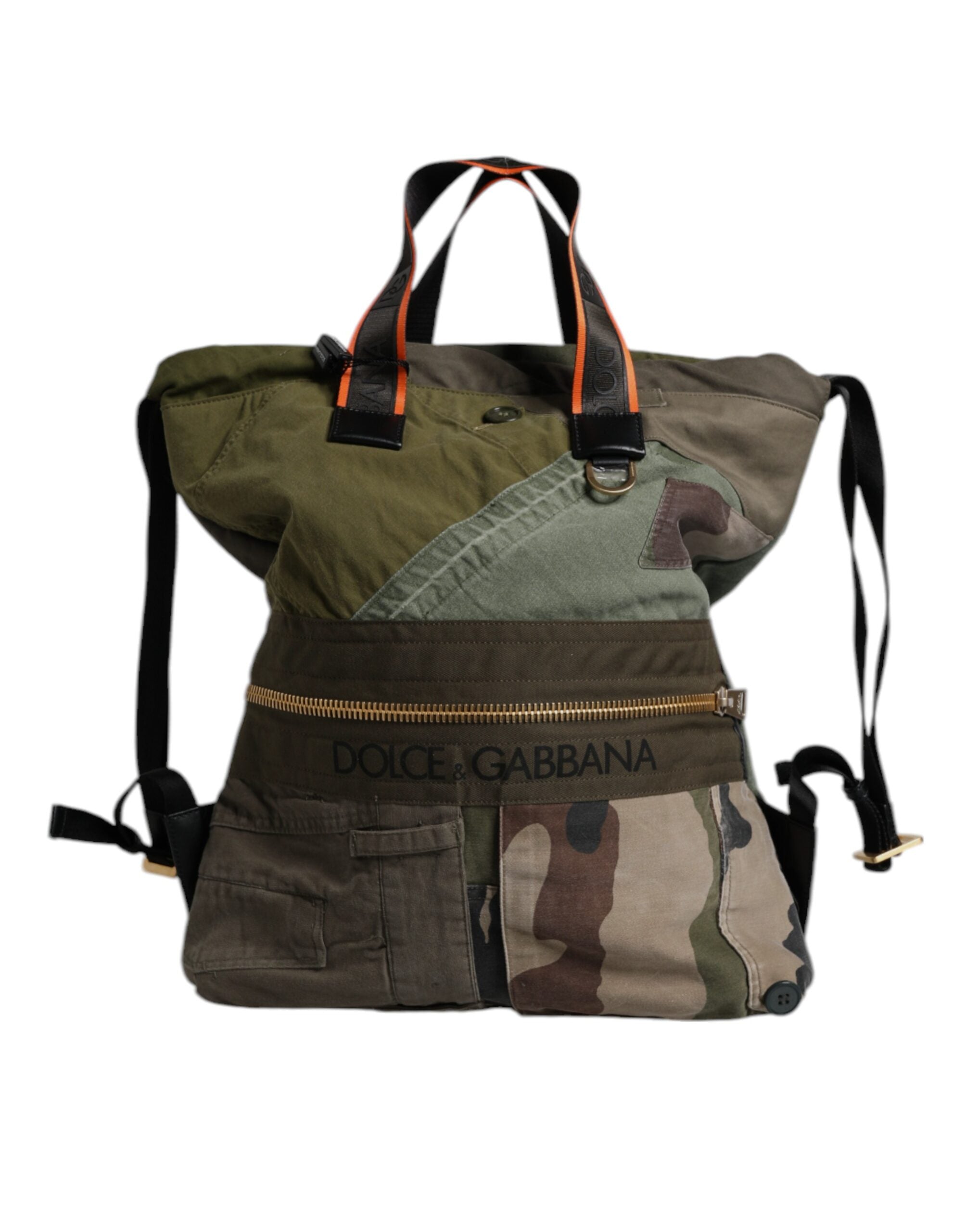 Military Green Patchwork Rucksack Backpack Bag