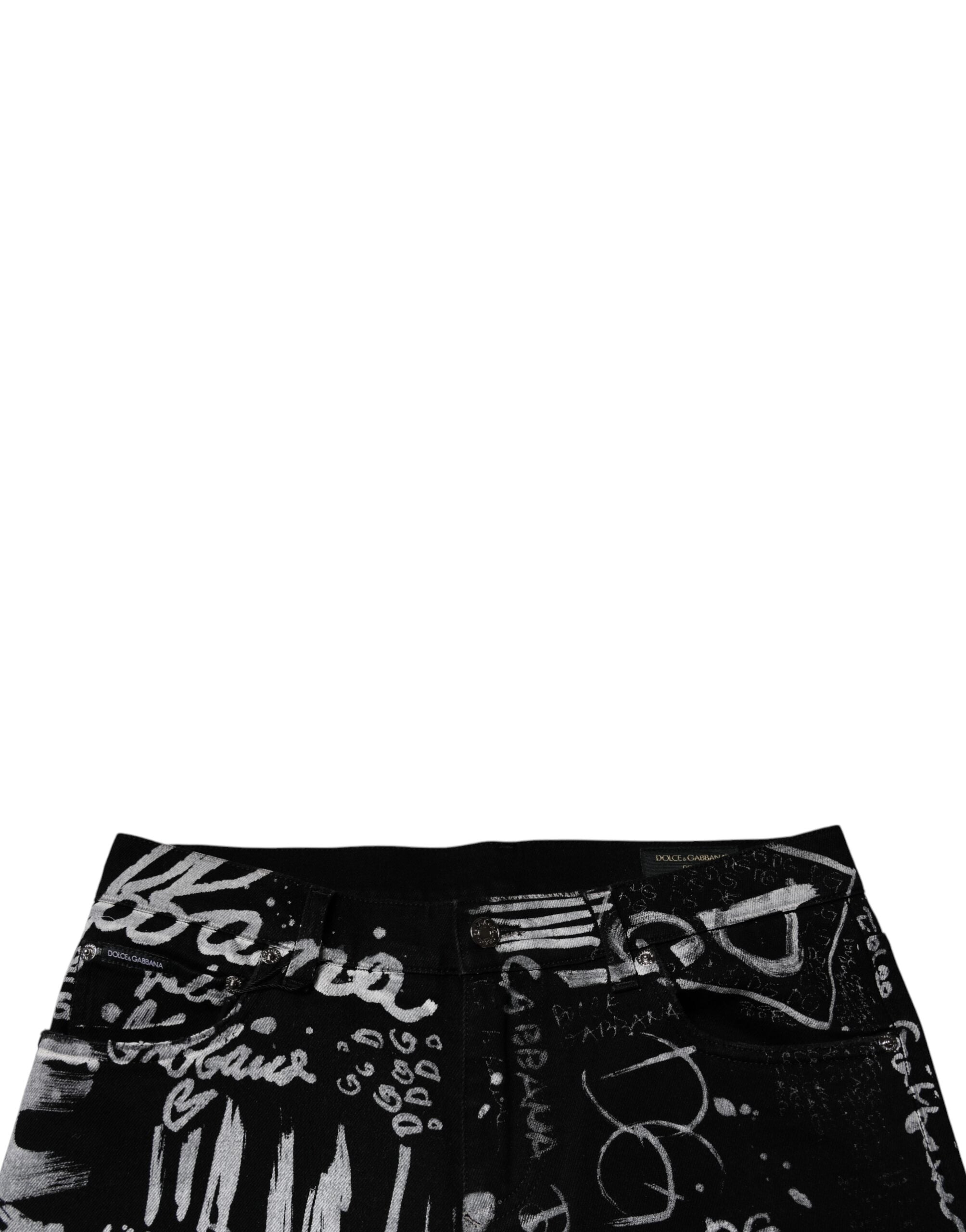 Black Cotton Logo Print Skinny Denim Jeans