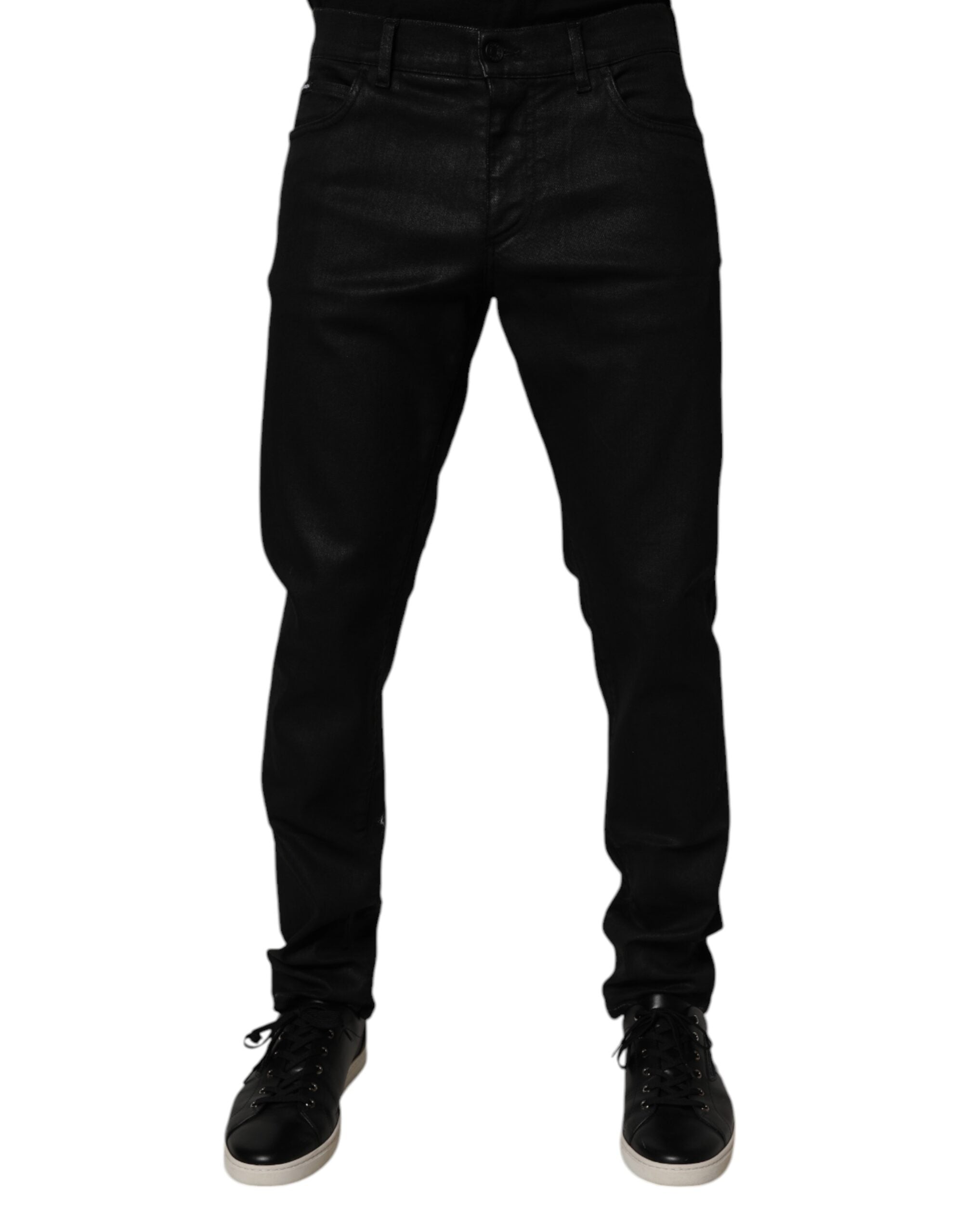 Black Cotton Stretch Skinny Men Denim Jeans