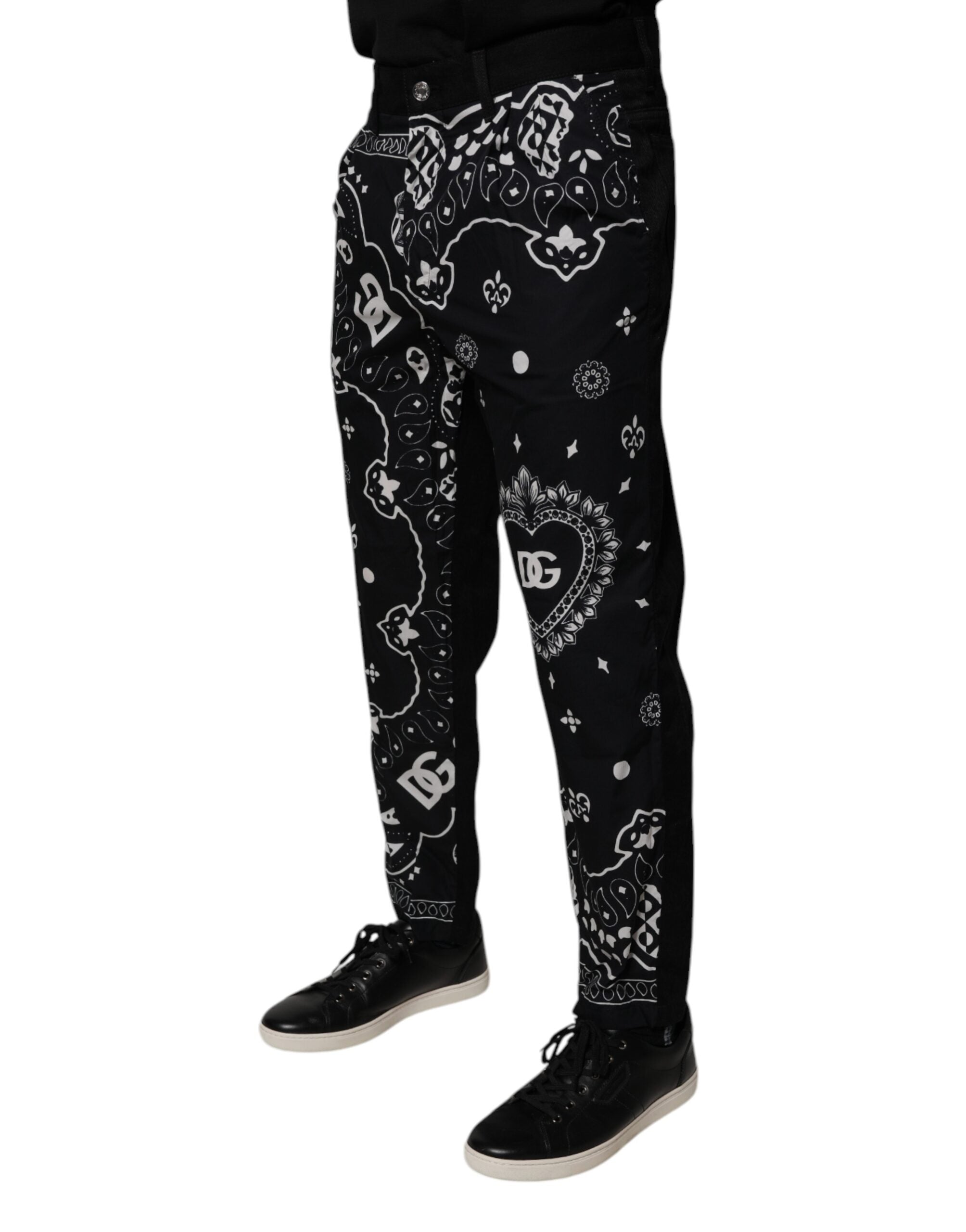 Black Logo Bandana Cotton Loose Denim Jeans