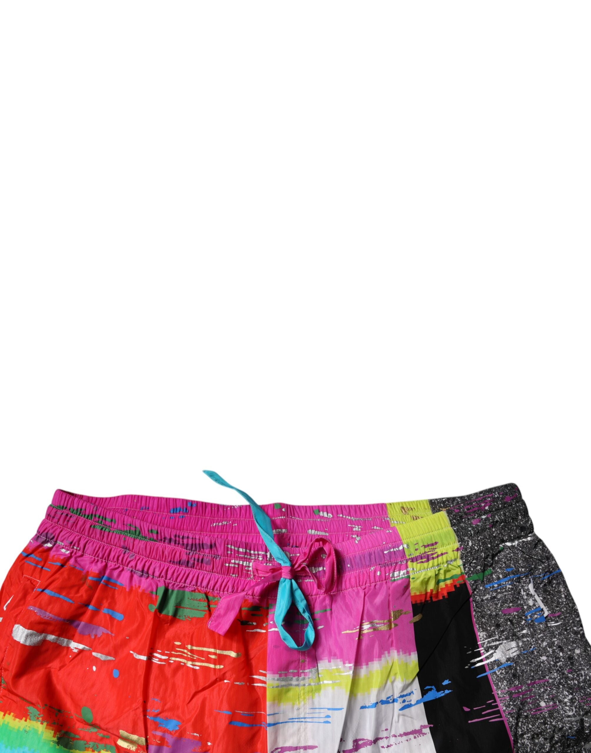 Multicolor Patchwork Mid Waist Sweatpants Pants