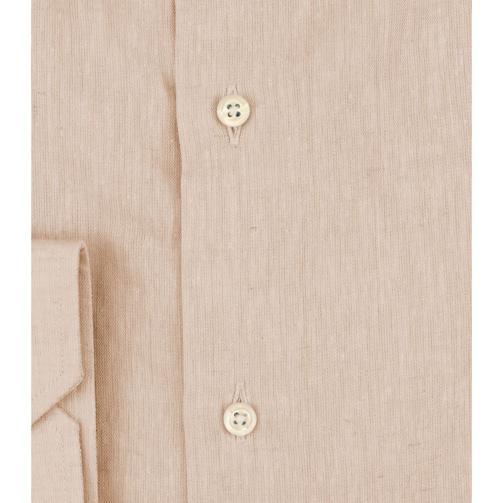 Beige Linen Men Shirt
