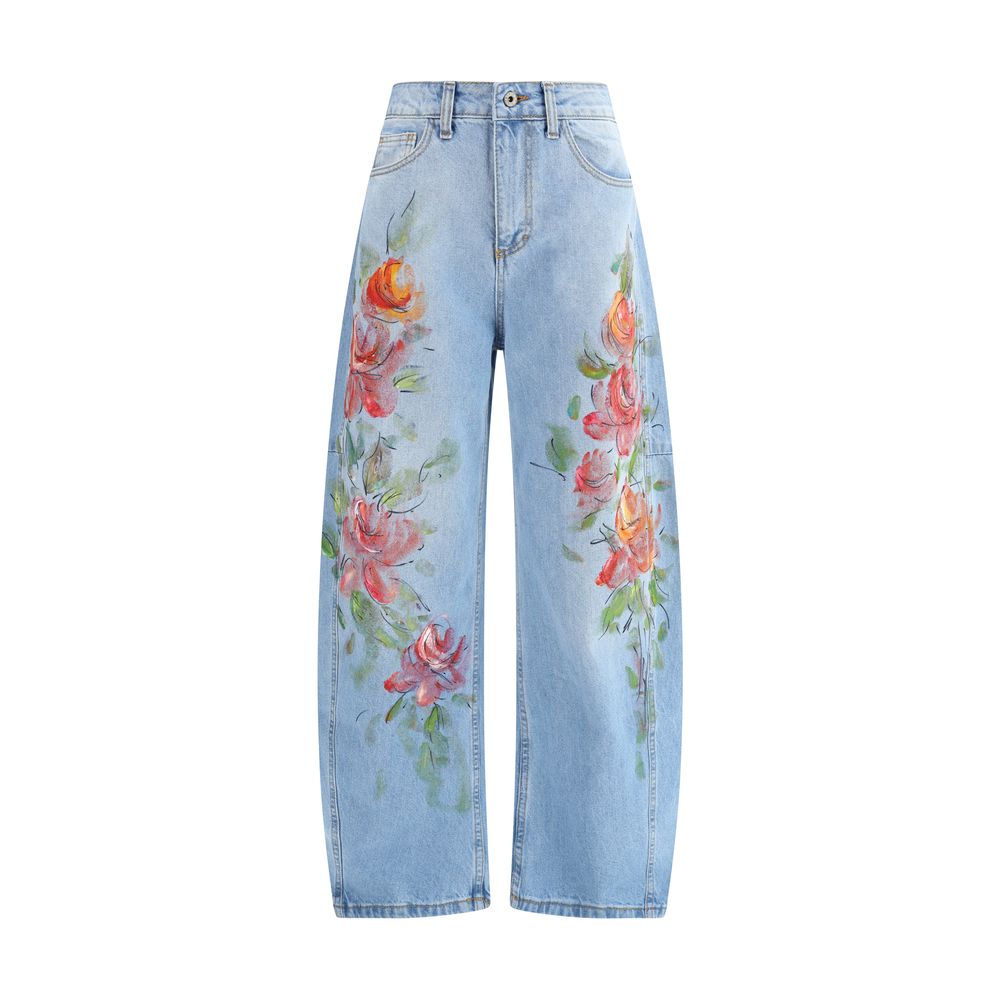Floral-print Jeans