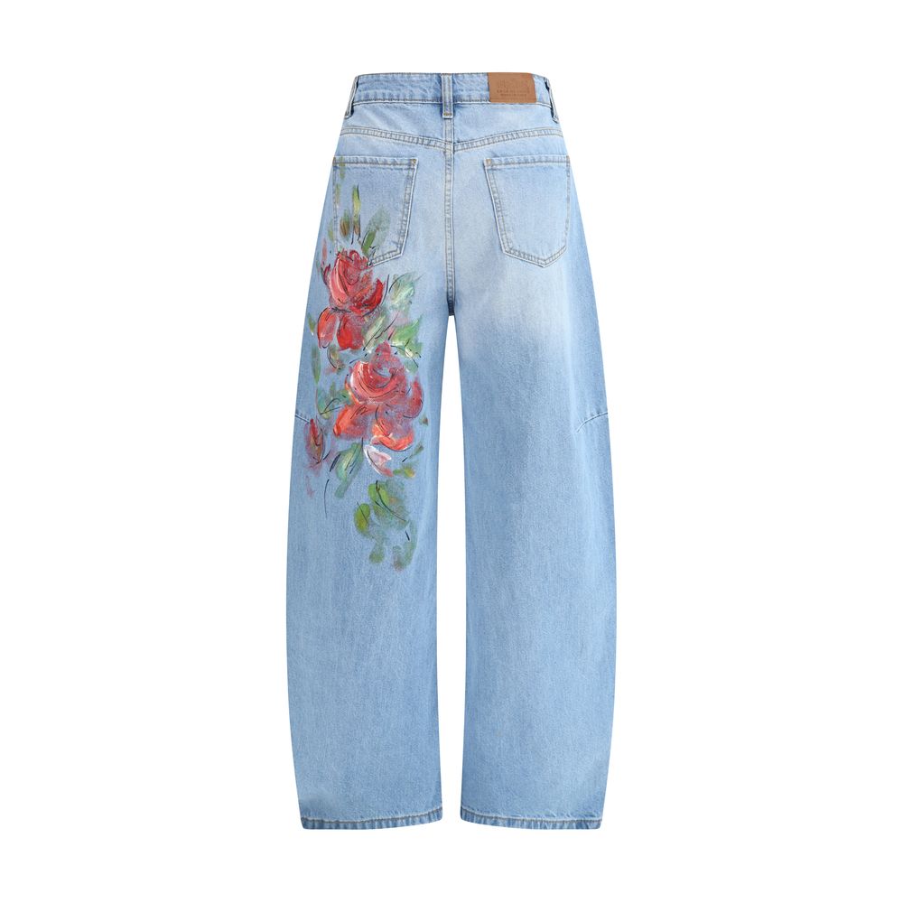 Floral-print Jeans