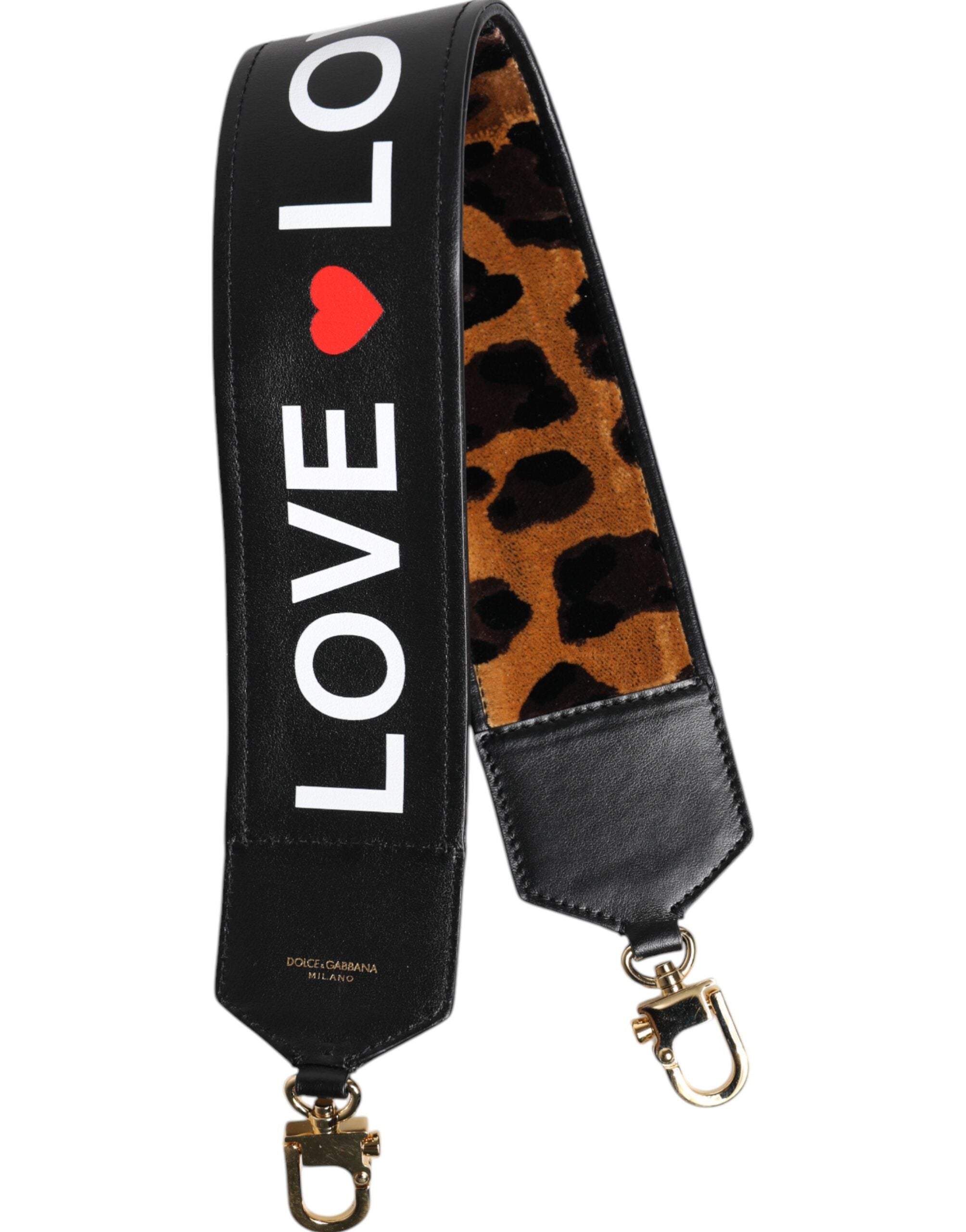 Multicolor Leopard Logo Love Bag Shoulder Strap
