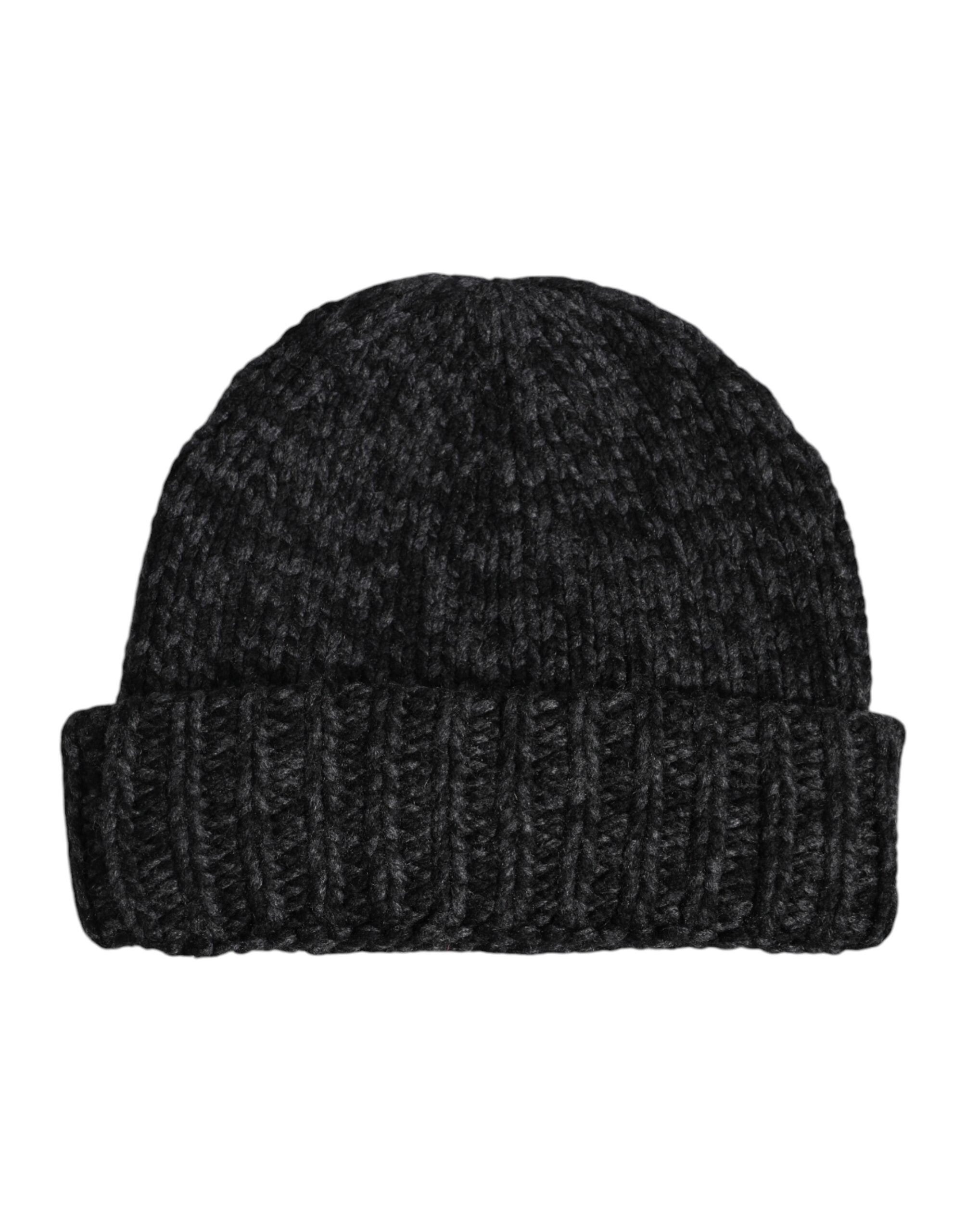 Gray Cashmere Knitted Winter Beanie Hat