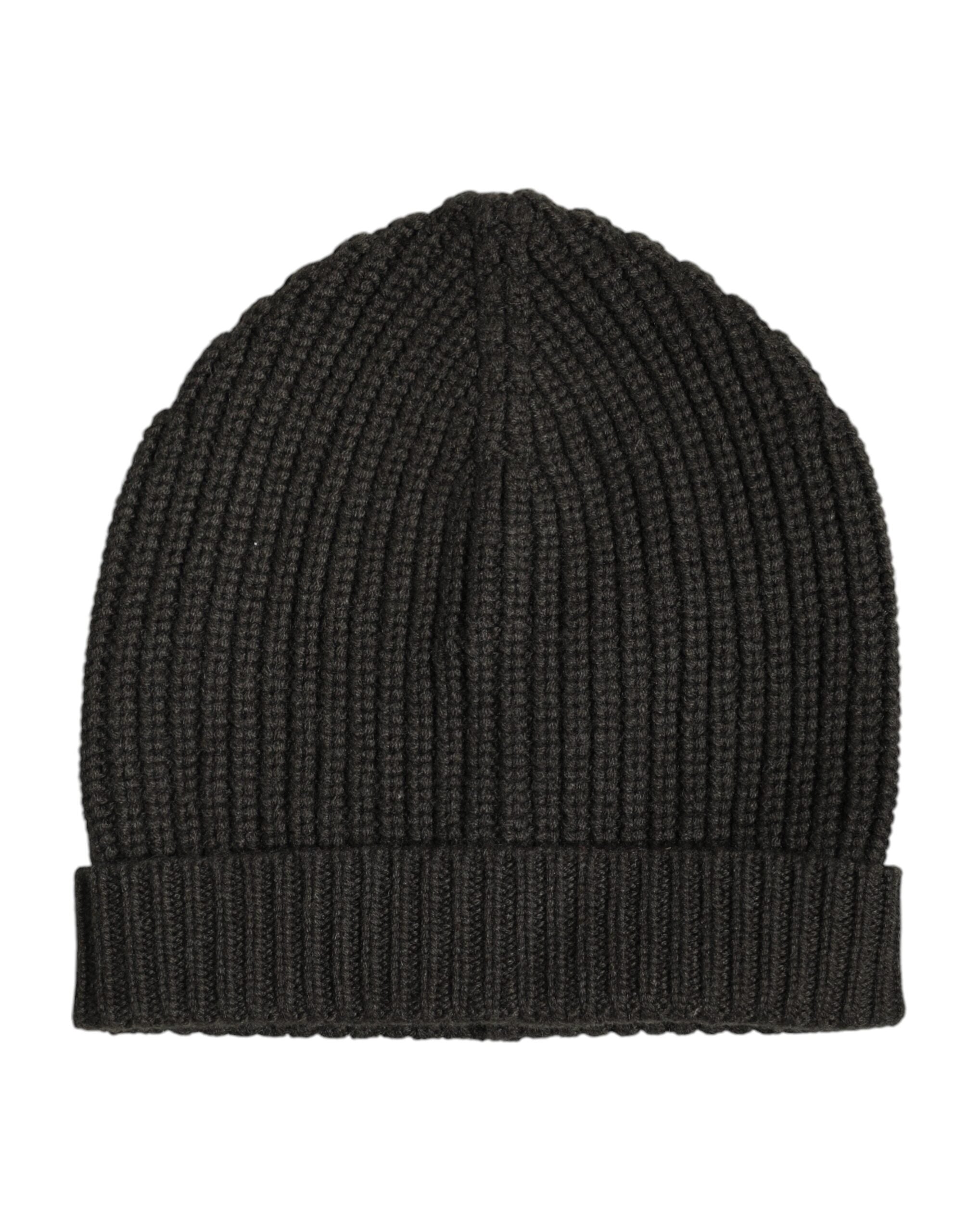 Dark Gray Cashmere Knit Winter Beanie Hat