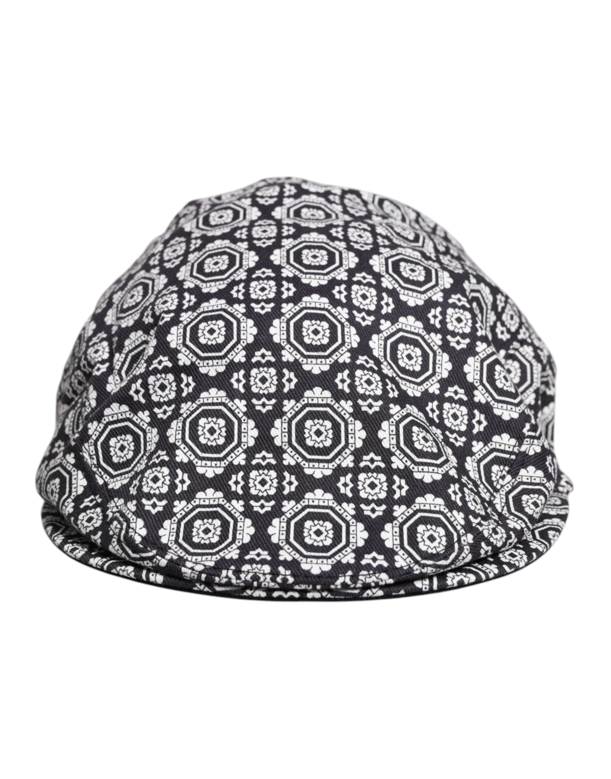 Black White Printed Newsboy Capello Cabbie Hat