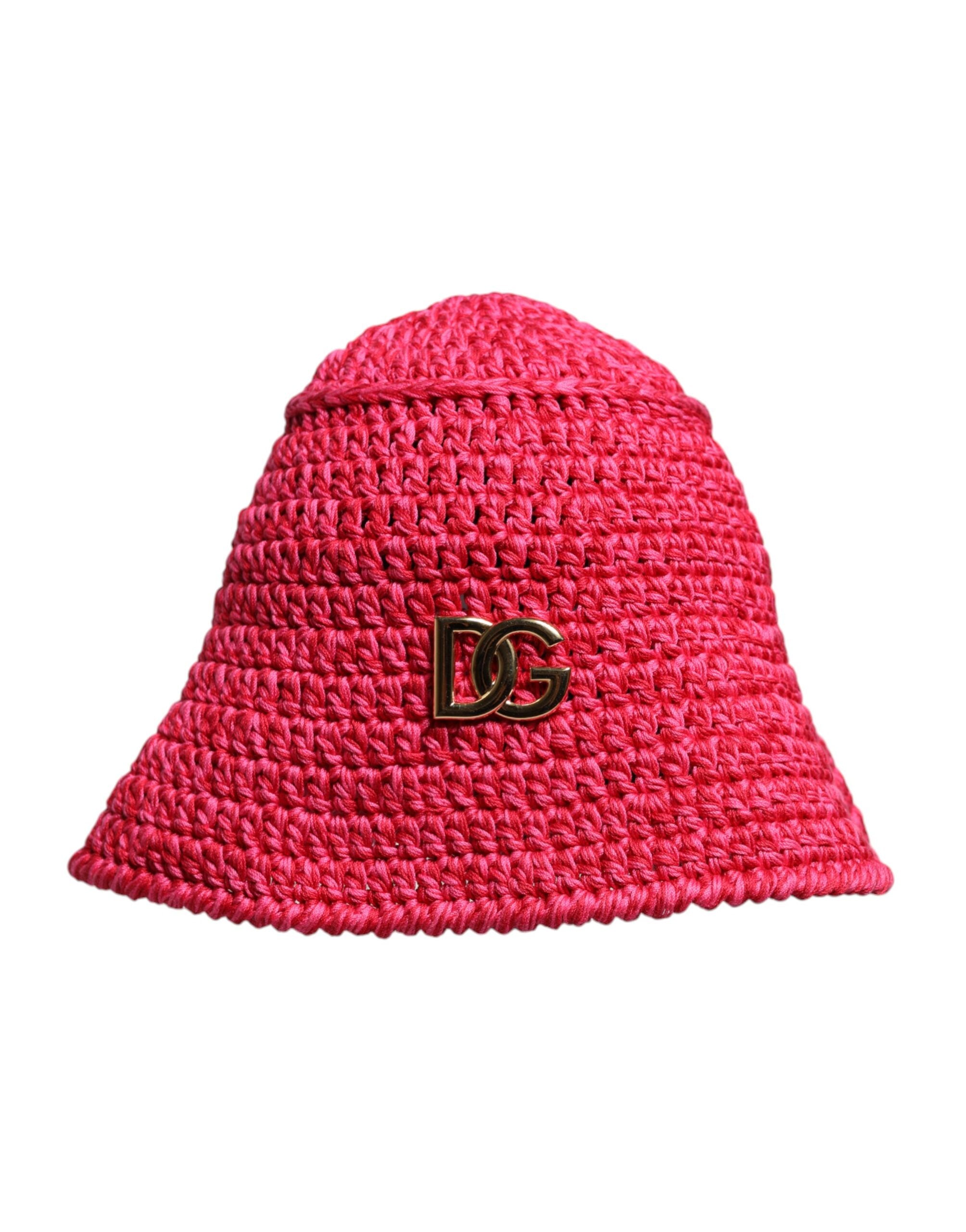 Red Cotton Crochet DG Logo Bucket Hat