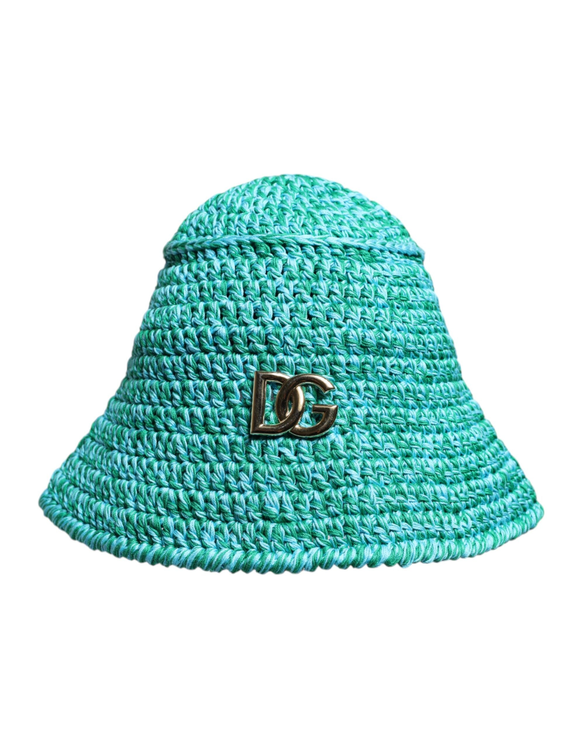 Green Cotton Crochet DG Logo Bucket Hat