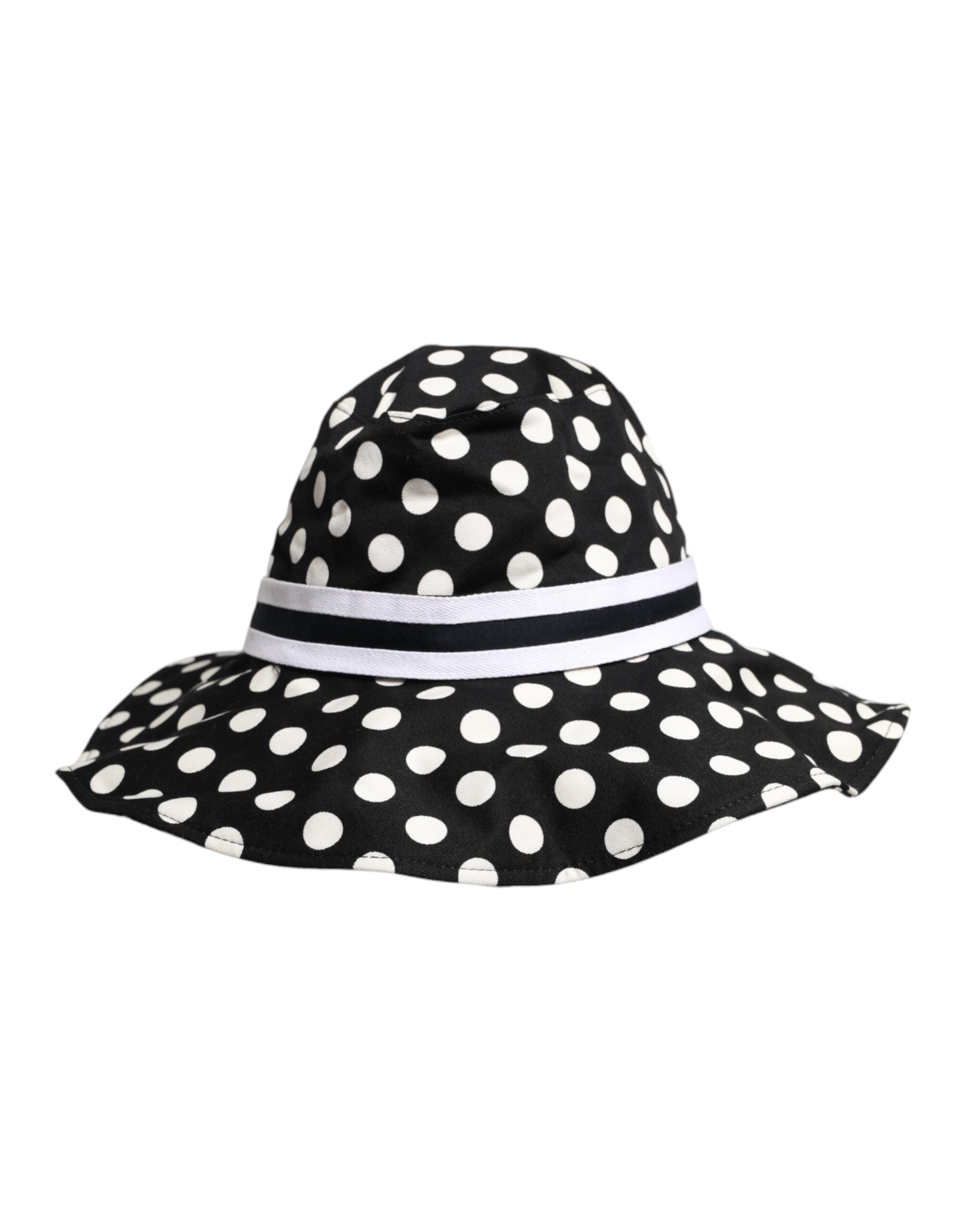 Black White Polka Dot Wide Brim Bucket Hat