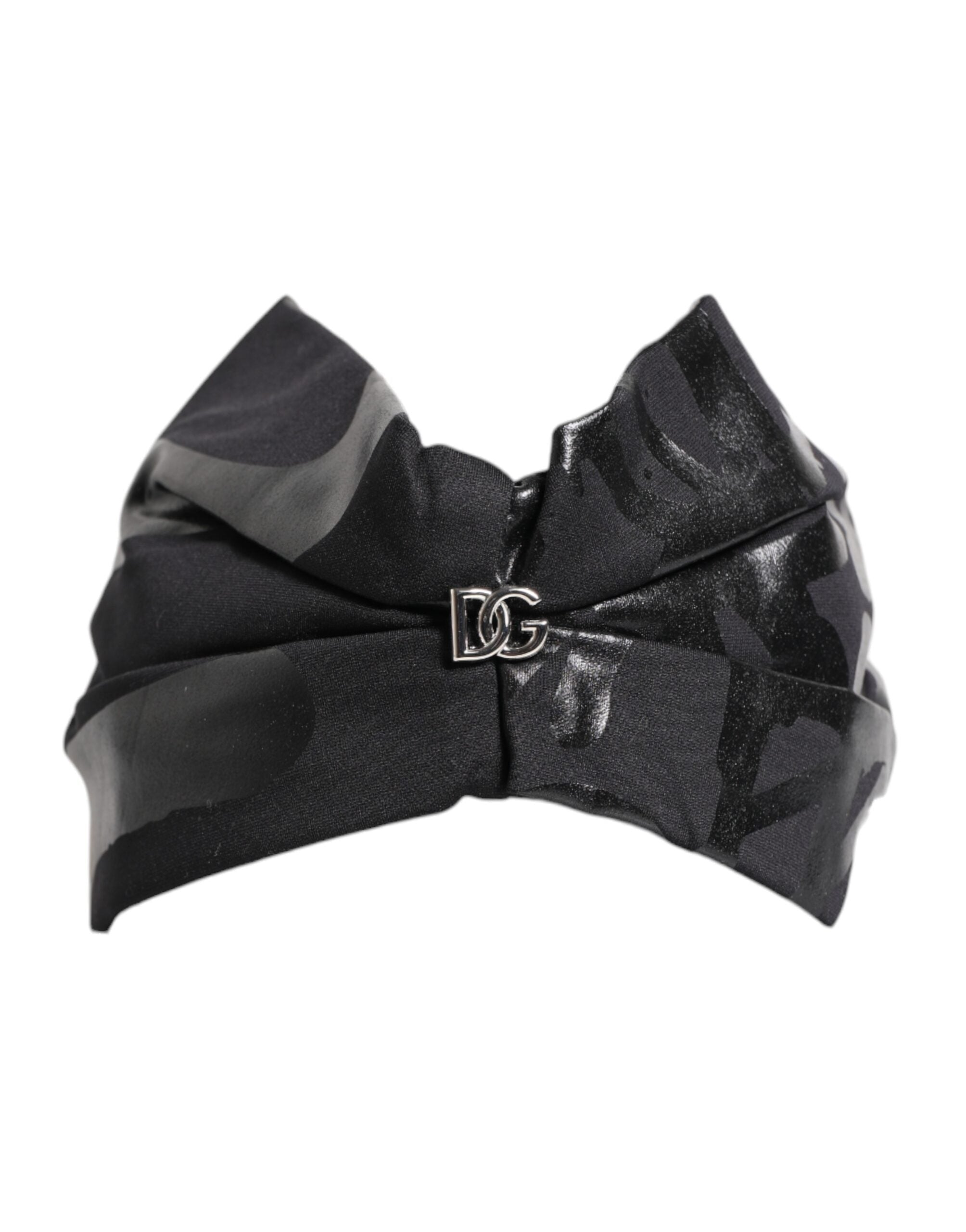 Black Nylon Stretch DG Logo Head Band Hat