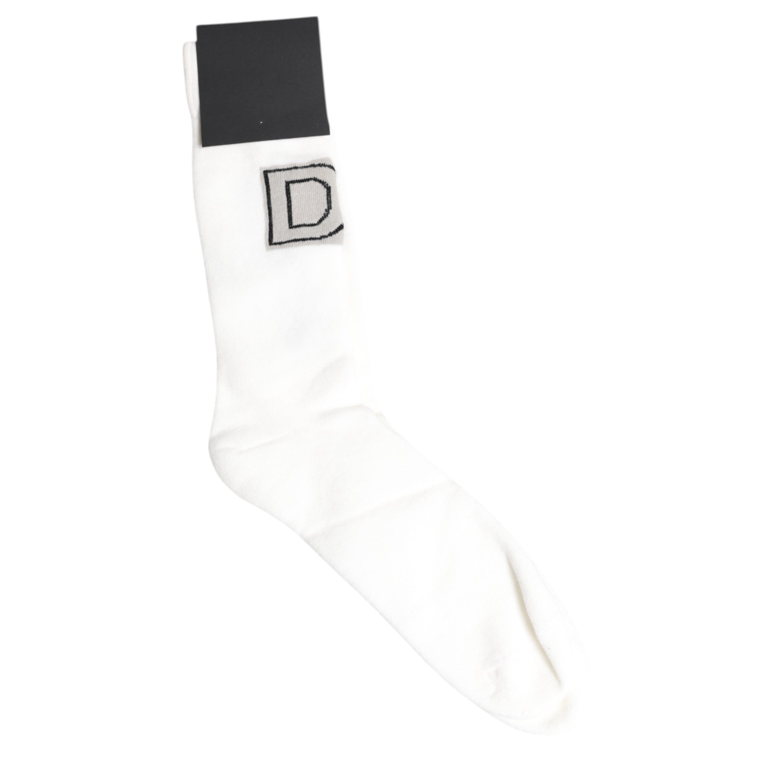 White Stretch OR VINCIT OMNIA Mid Calf Socks