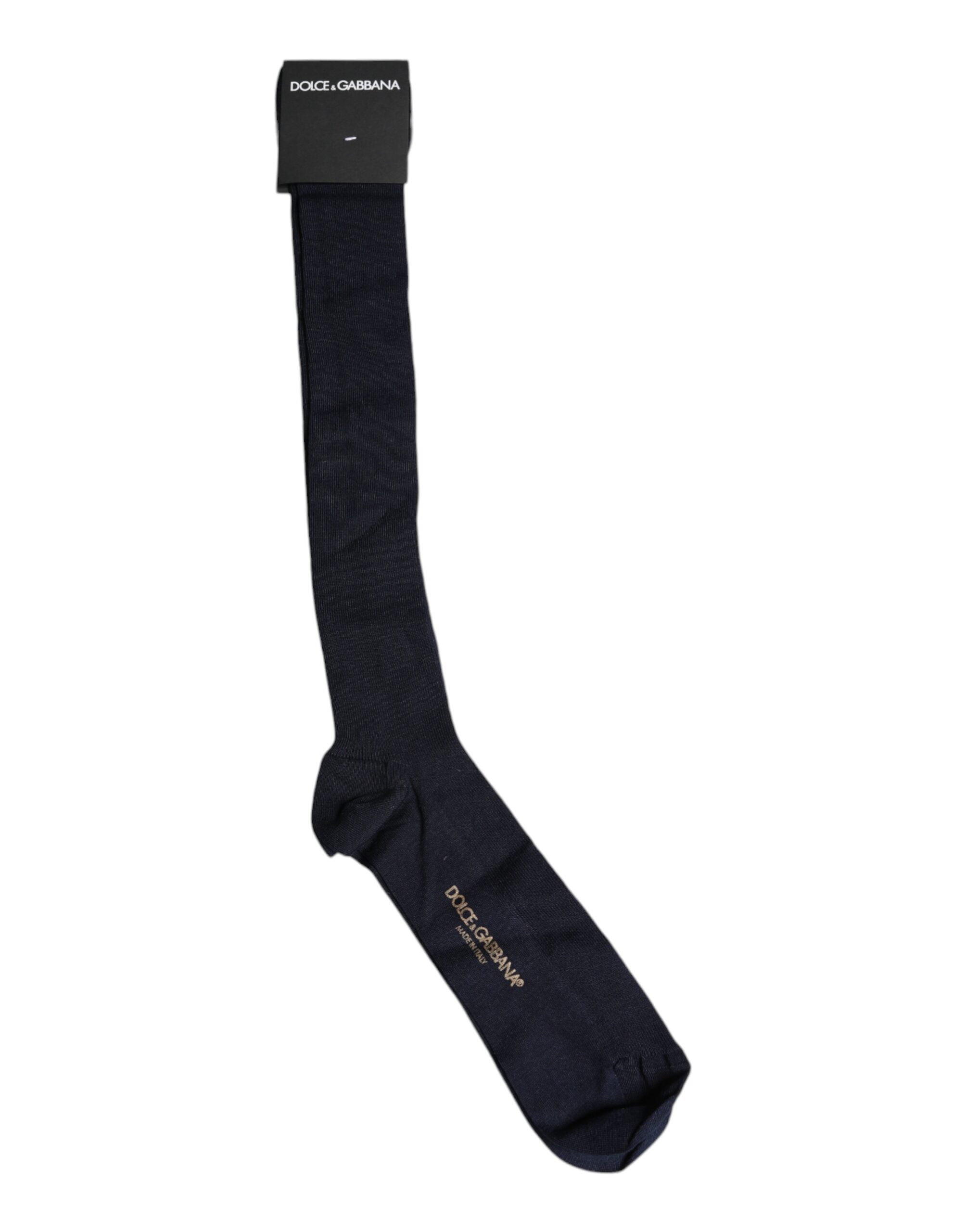 Black Viscose Logo Over The Calf Socks