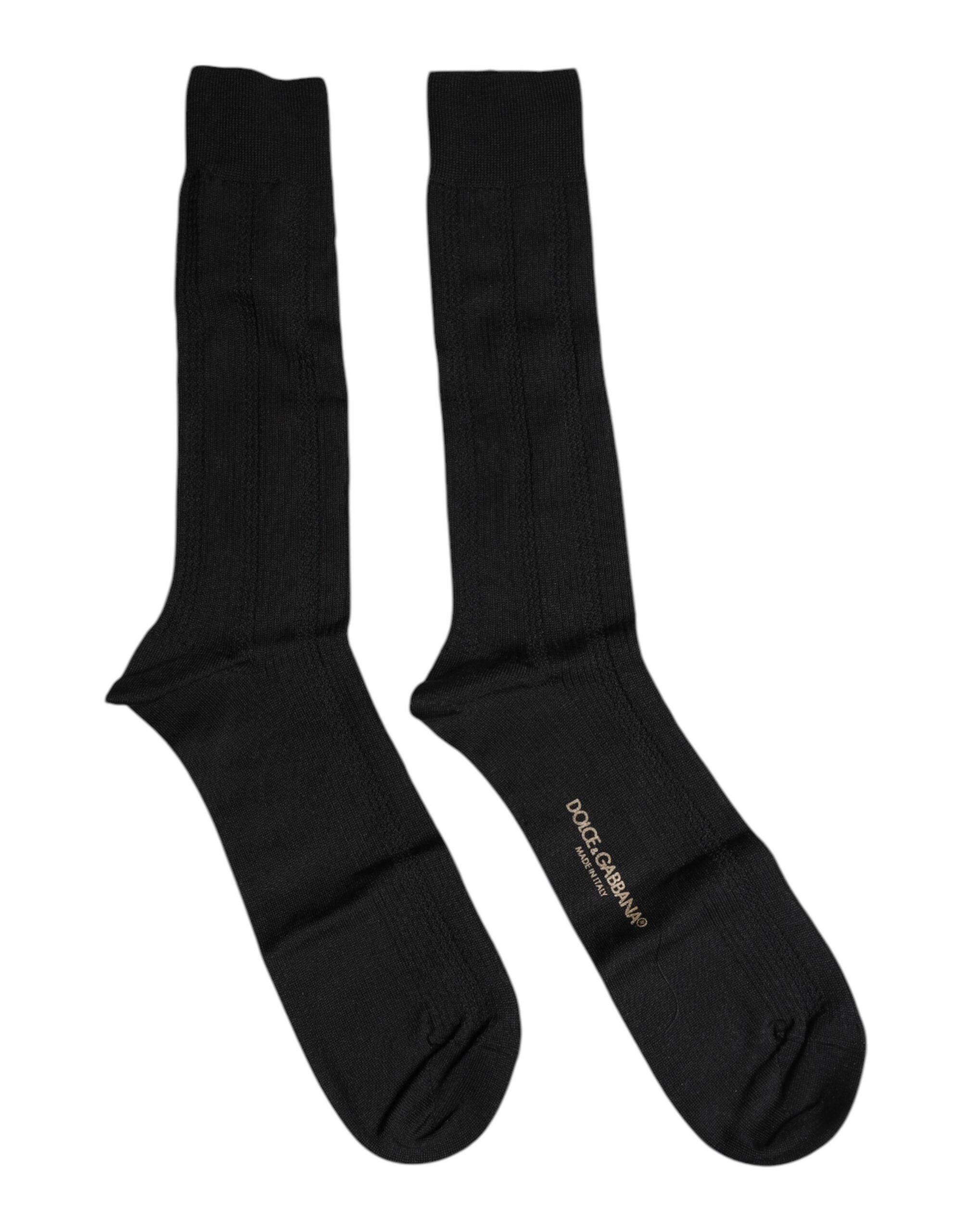 Black Cotton DG Logo Mid Calf Men Socks