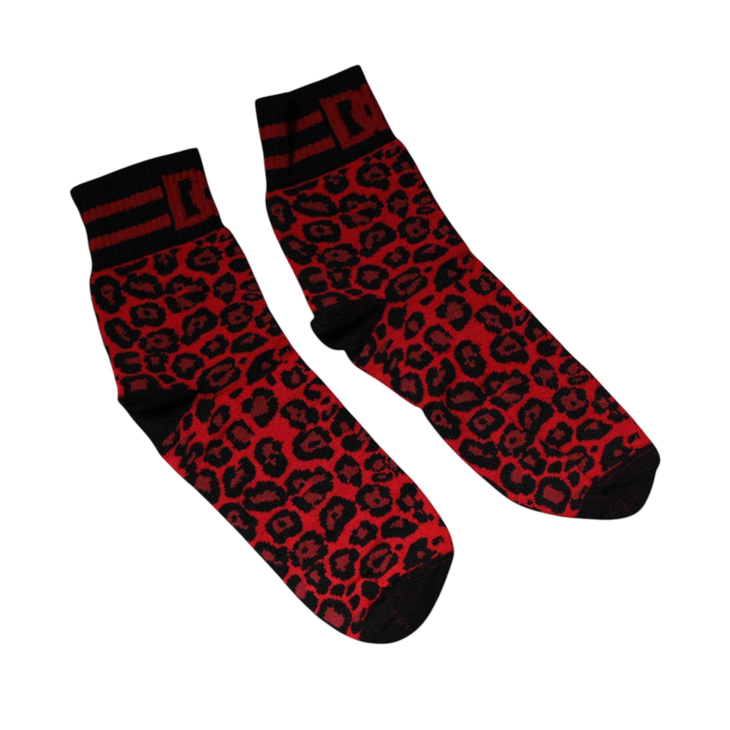 Red Leopard Nylon Mid Calf Men Socks