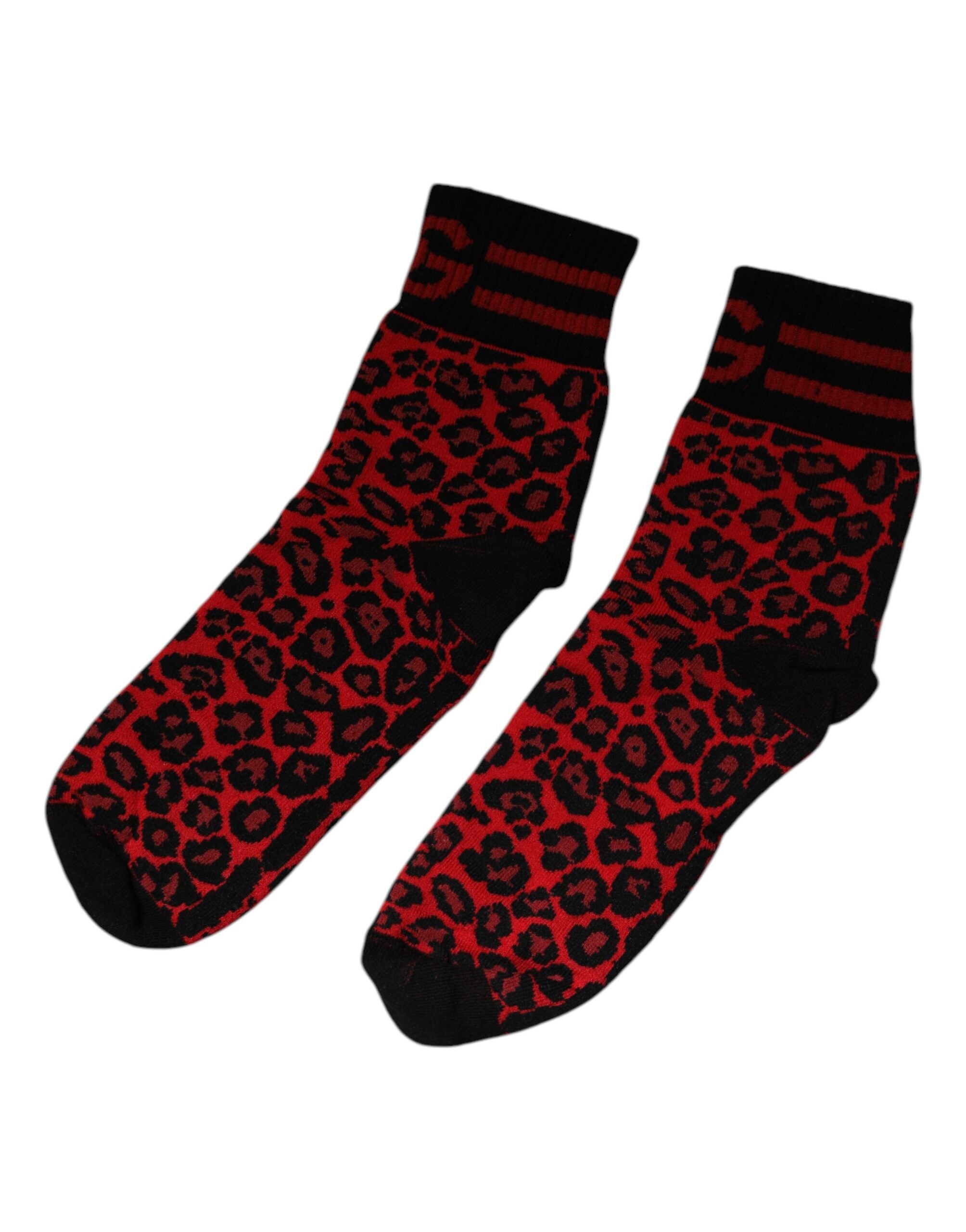 Red Leopard Nylon Mid Calf Men Socks
