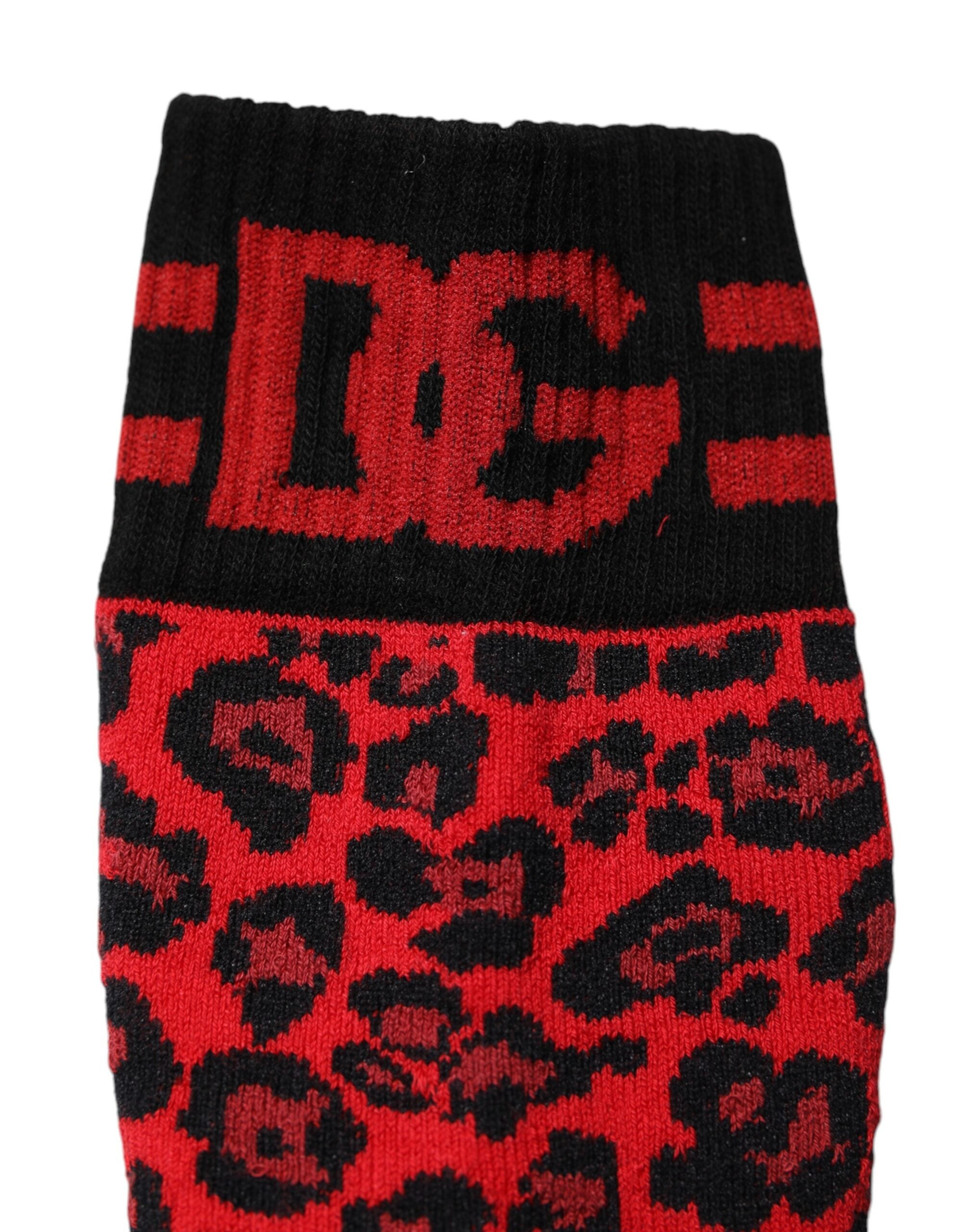 Red Leopard Nylon Mid Calf Men Socks