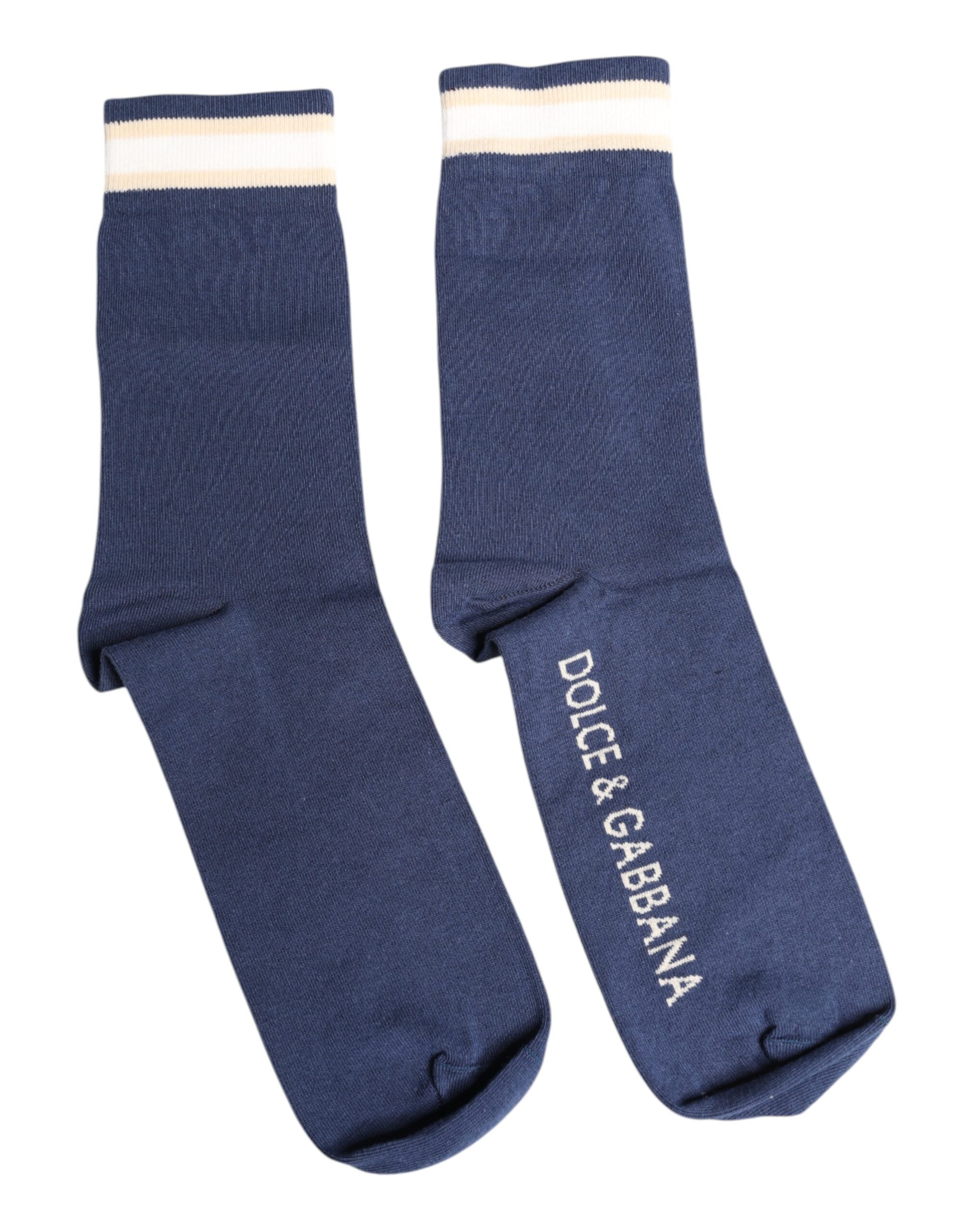 Blue Stretch DG Logo Print Mid Calf Socks