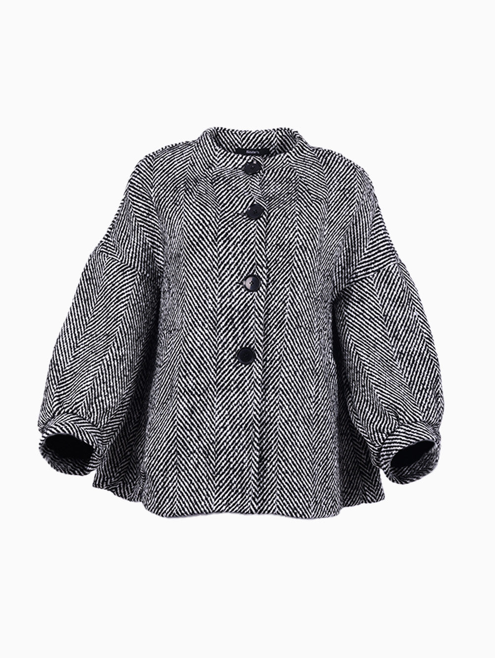  Siste’s Torn Coat front view with oversized sleeves and button closure – Luxe Marca