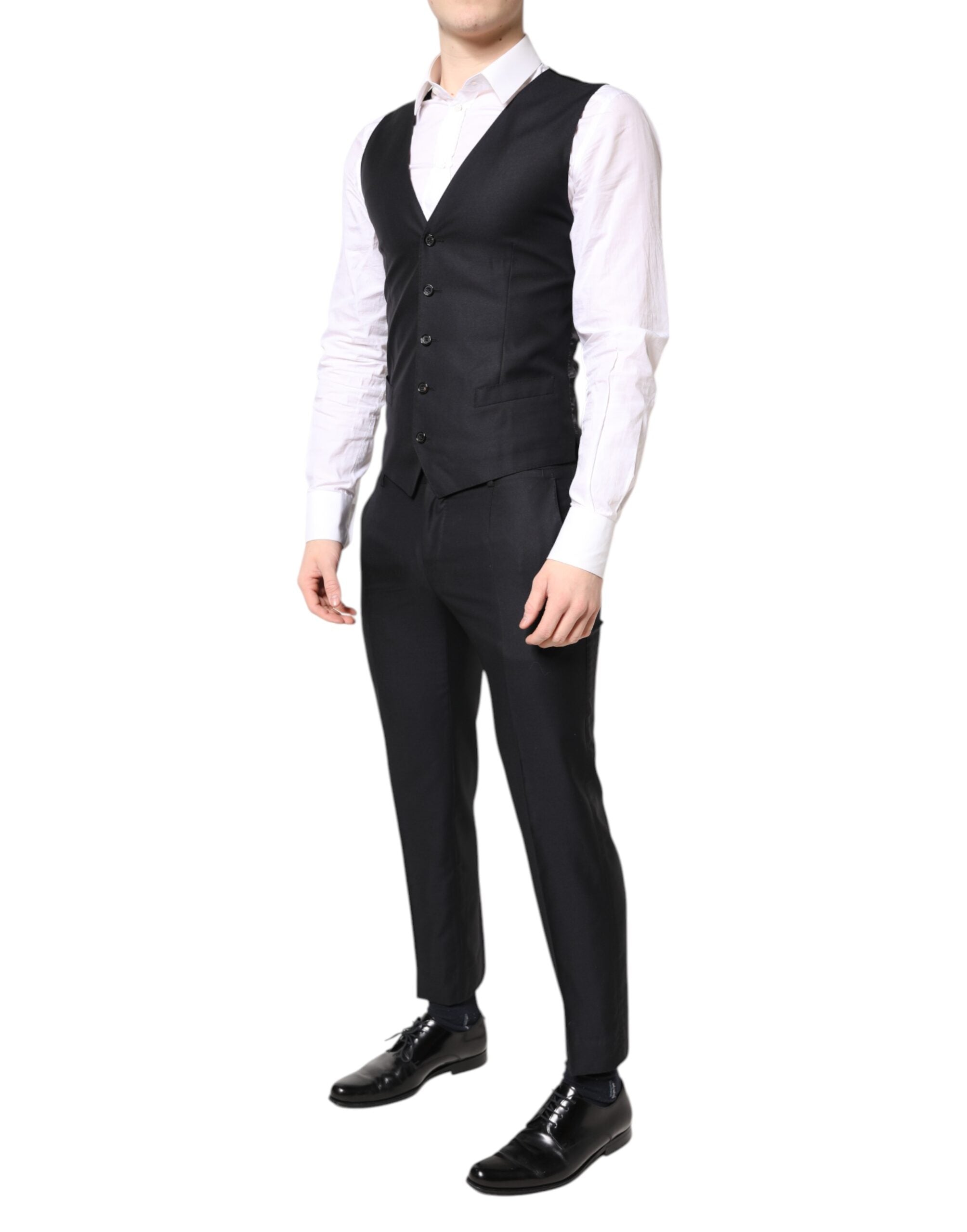 Black MARTINI Wool Formal 3 Piece Suit