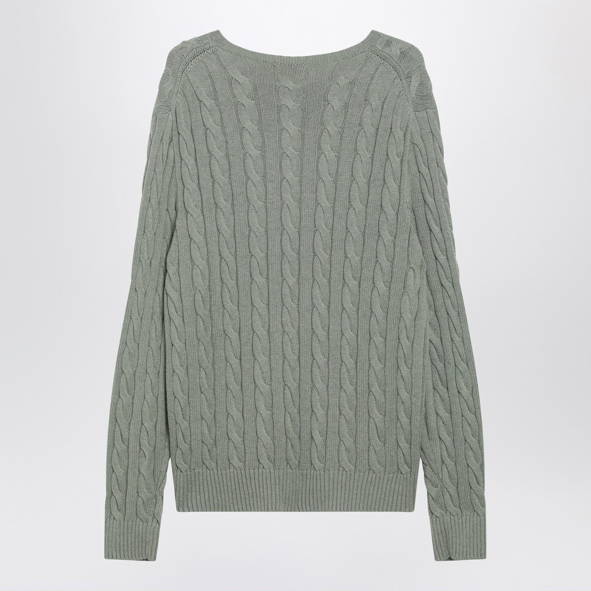 Polo Ralph Lauren Grey-green cotton cable-knit sweater