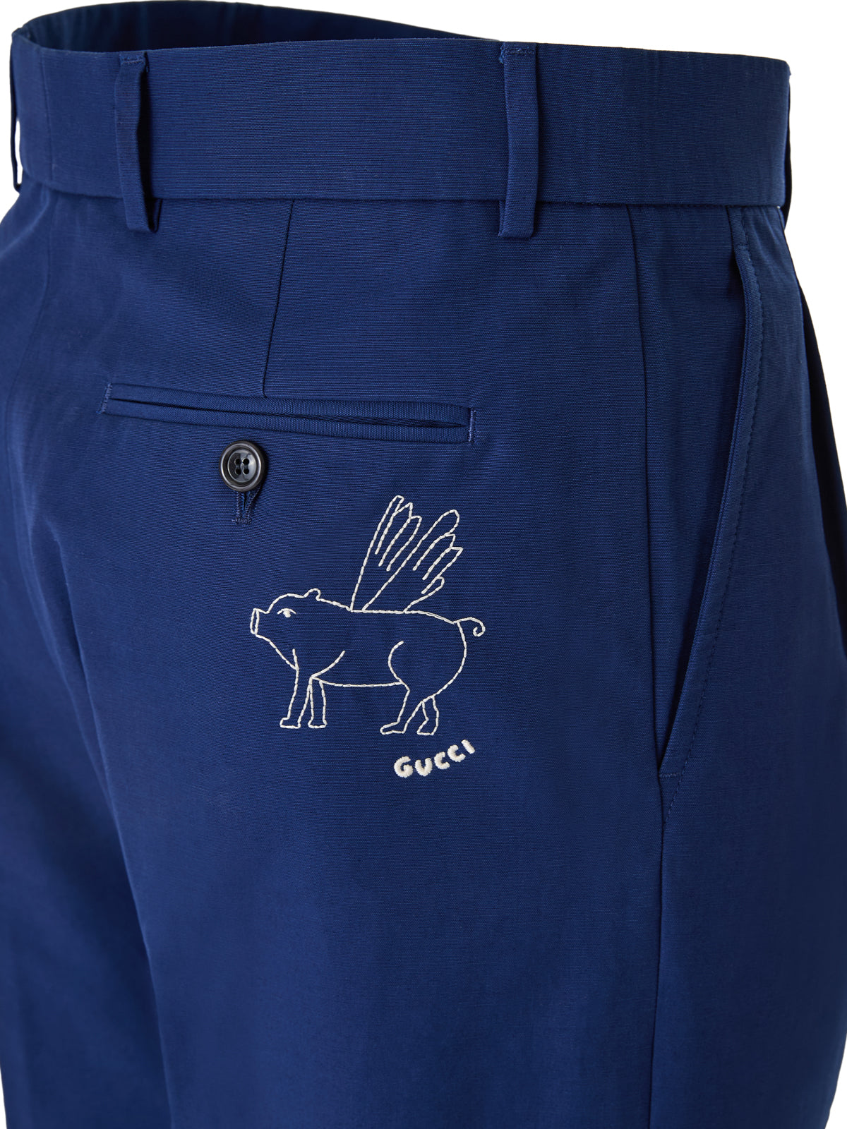 Blue Classic Cotton Pants