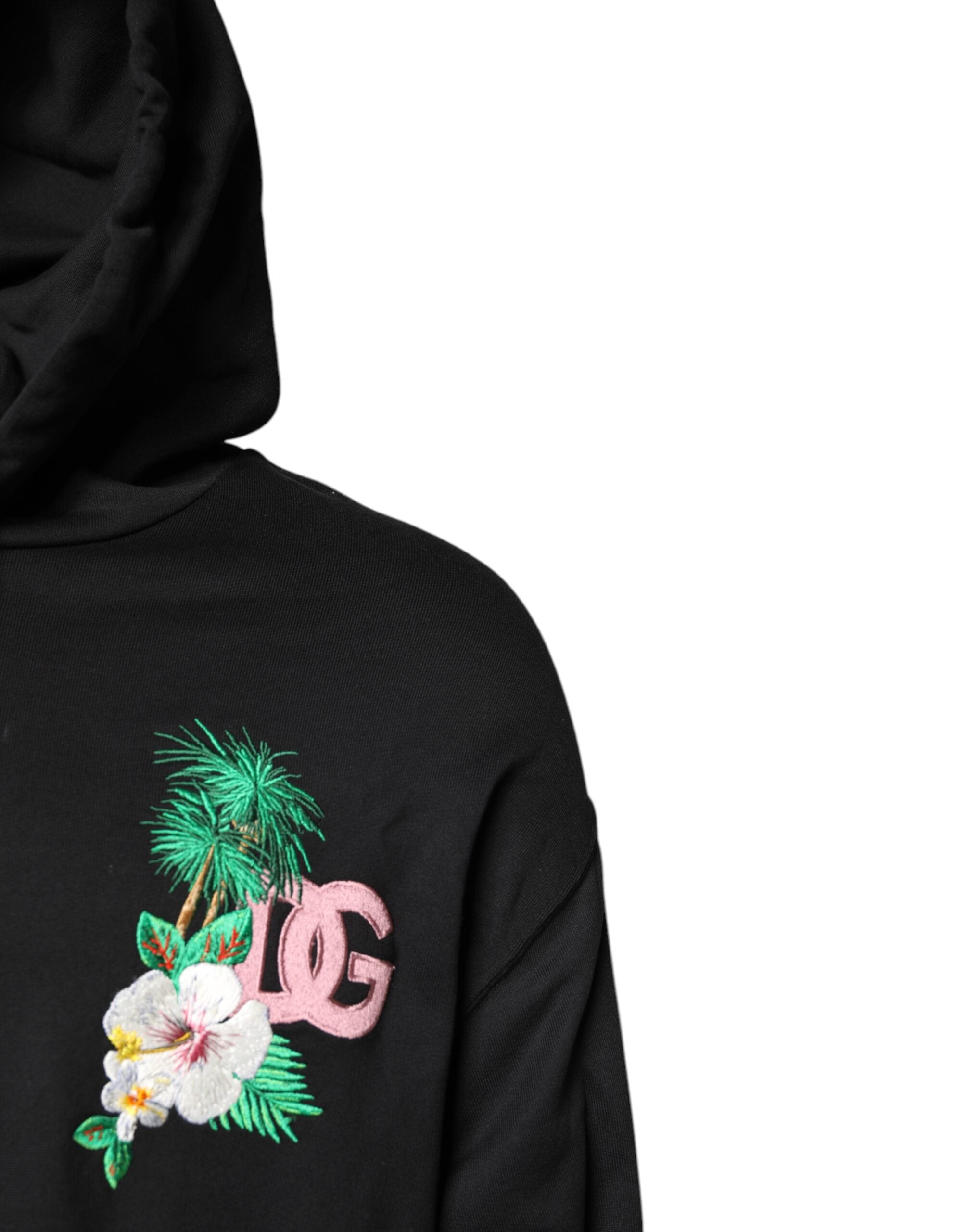 Black Embroidery Hooded Sweatshirt Sweater