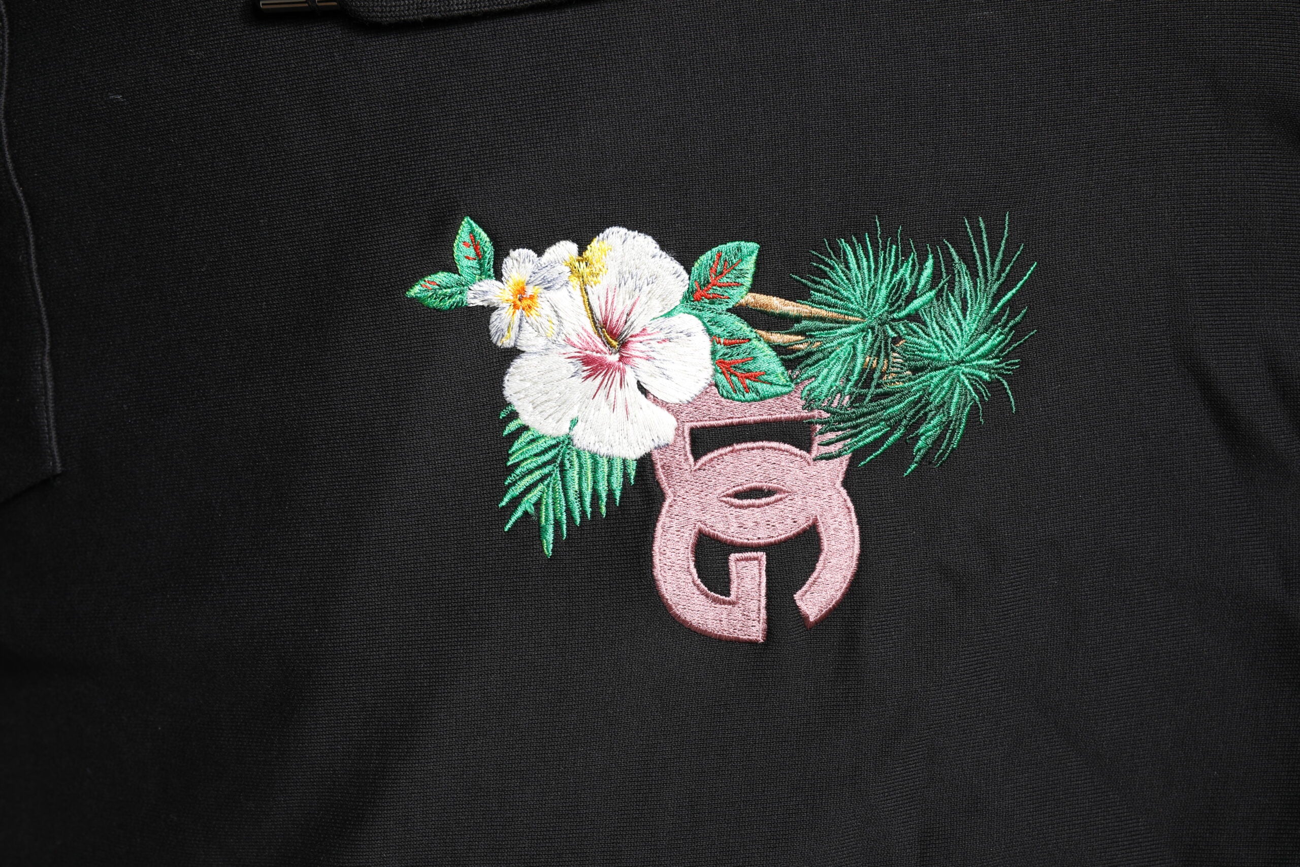 Black Embroidery Hooded Sweatshirt Sweater