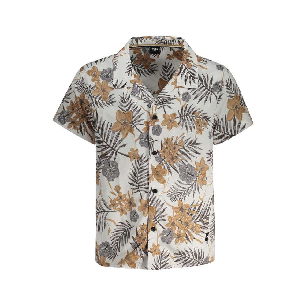 White Polyester Men Shirt