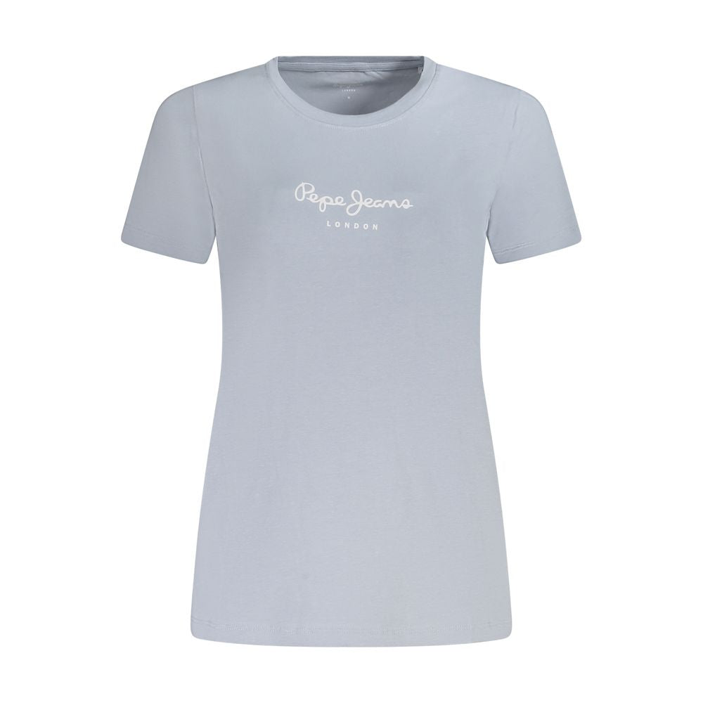 Light Blue Cotton Women T-Shirt