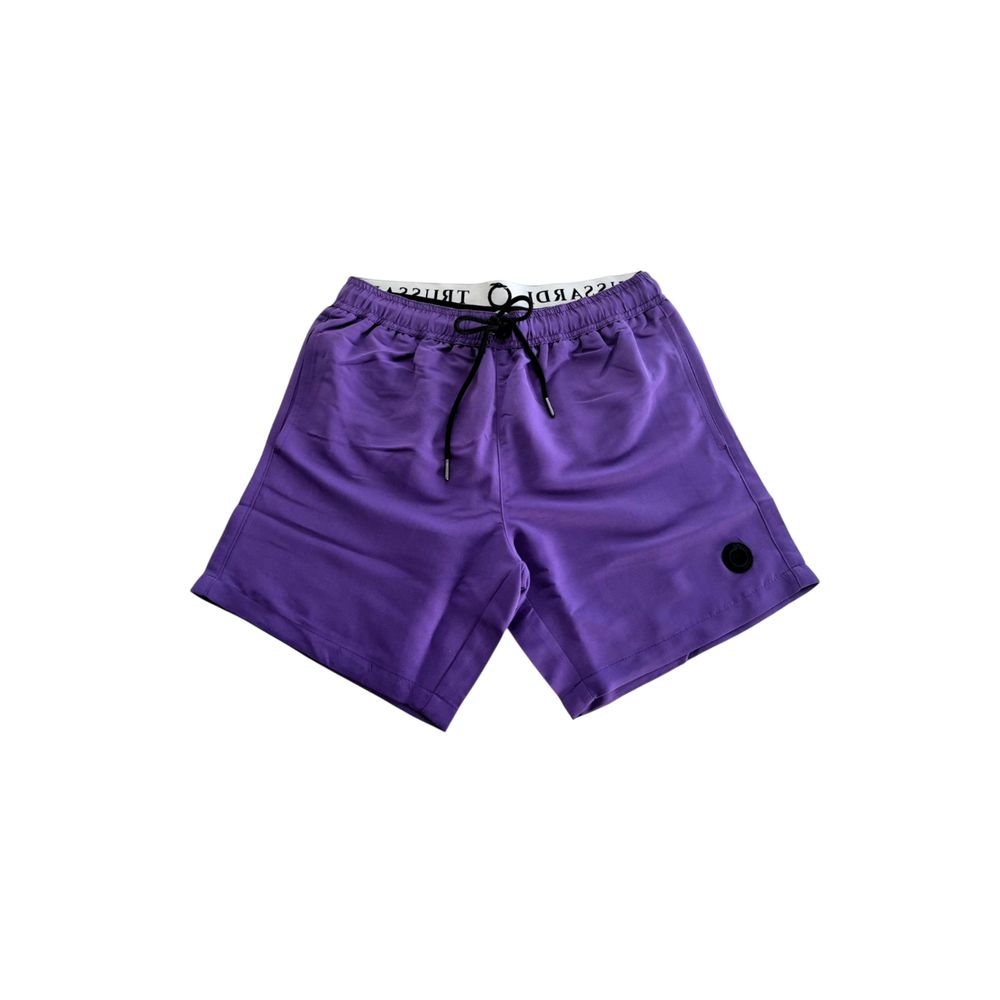 شورت سباحة رجالي من البوليستر باللون الأرجواني من Trussardi Beachwear