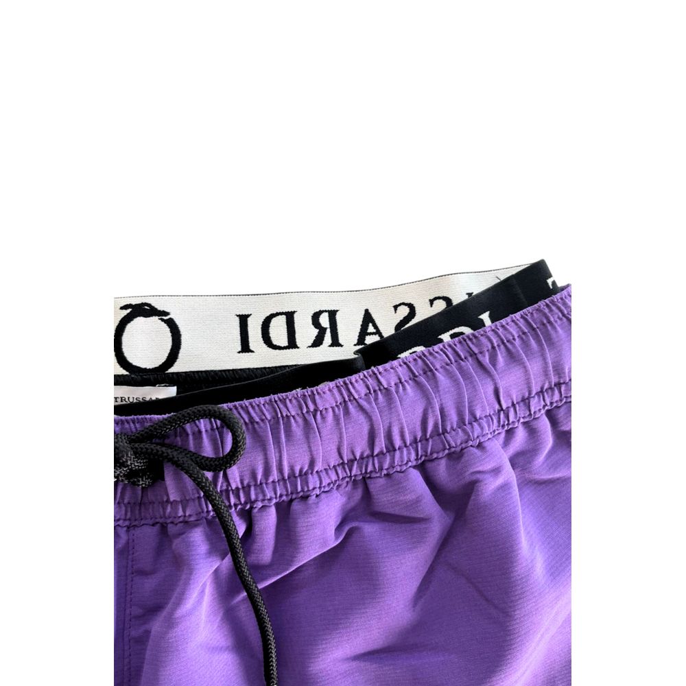 شورت سباحة رجالي من البوليستر باللون الأرجواني من Trussardi Beachwear