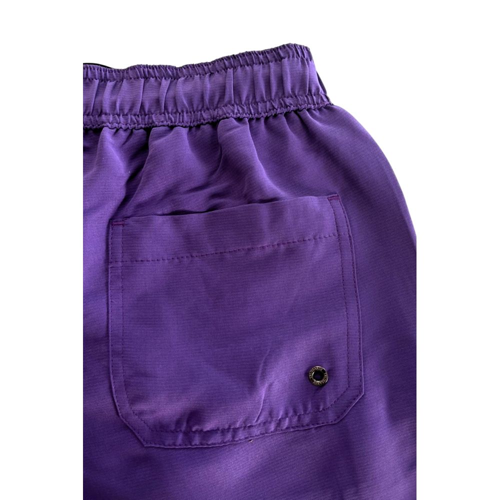 شورت سباحة رجالي من البوليستر باللون الأرجواني من Trussardi Beachwear