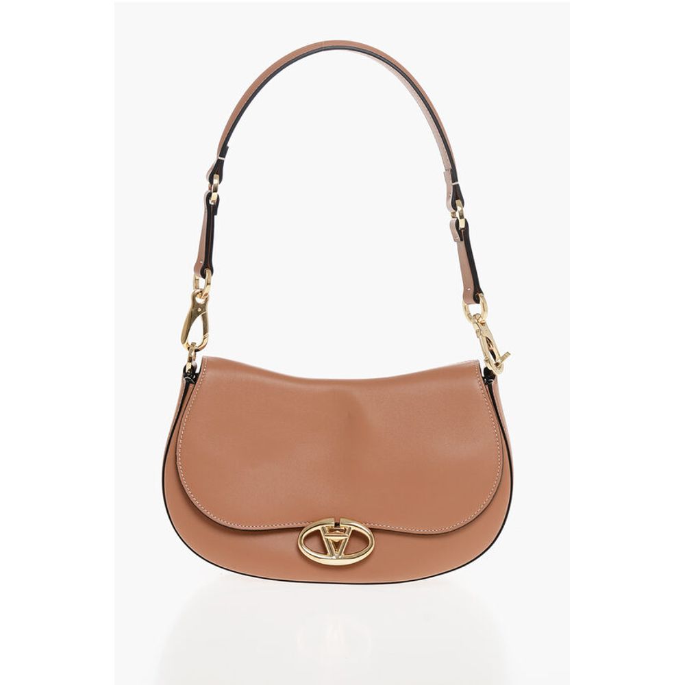 Leather Shoulder Bag with Logoed Buckle
