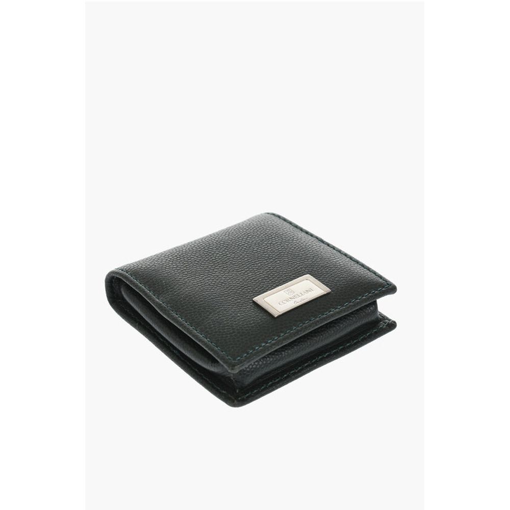 Saffiano Leather Coin Purse with Silver-Tone Logo Plaque