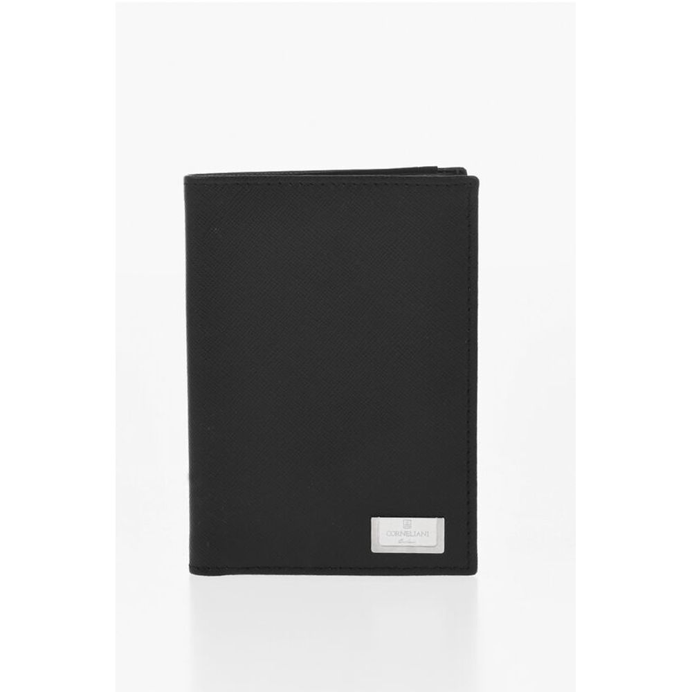 Saffiano Leather Wallet with Silver-Tone Logo Plaque