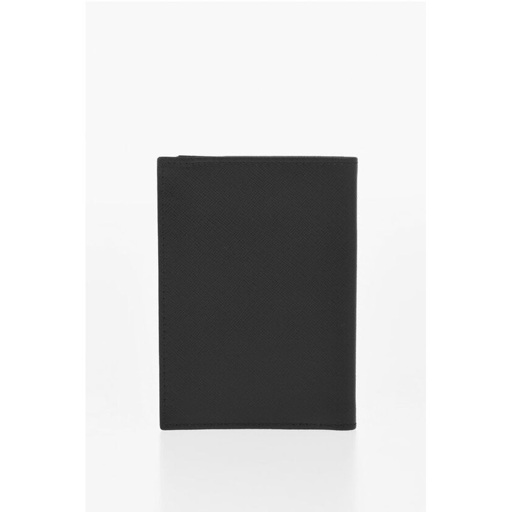 Saffiano Leather Wallet with Silver-Tone Logo Plaque