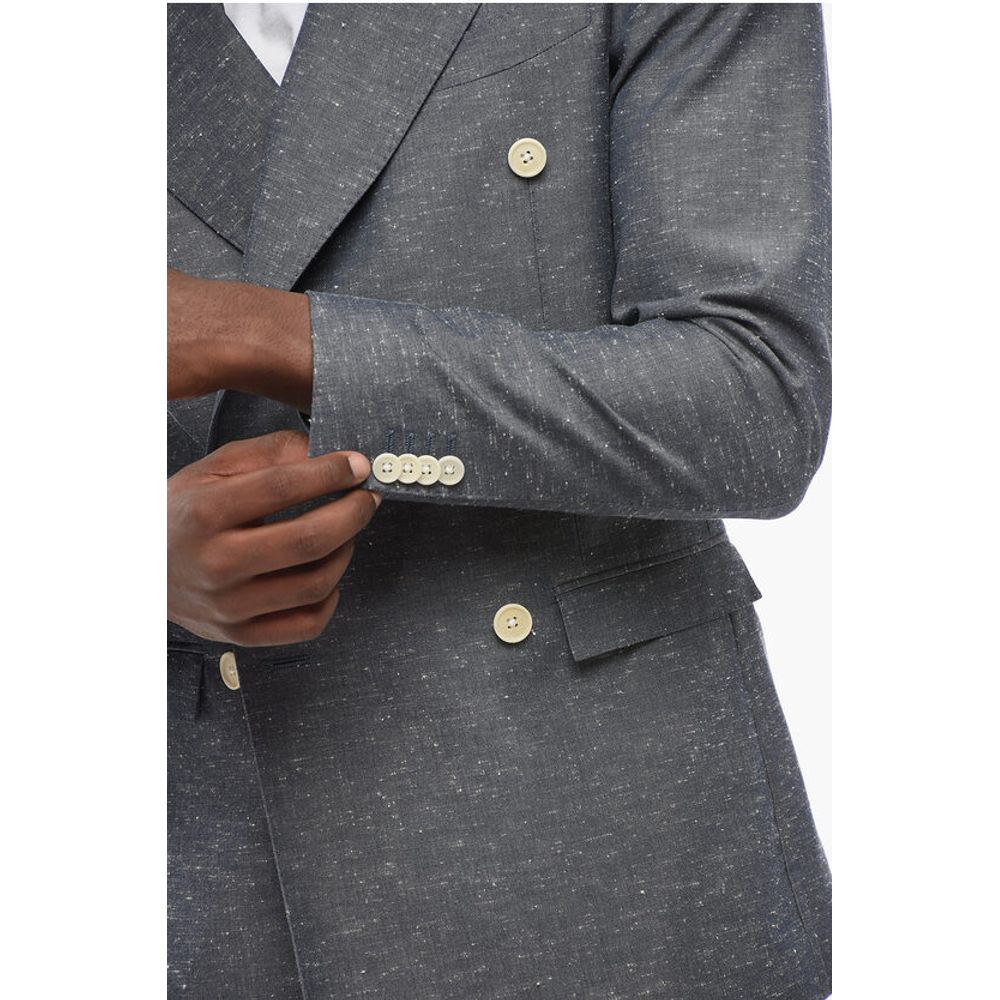 CC COLLECTION Side Vents Peak Lapel Double Breasted Blazer