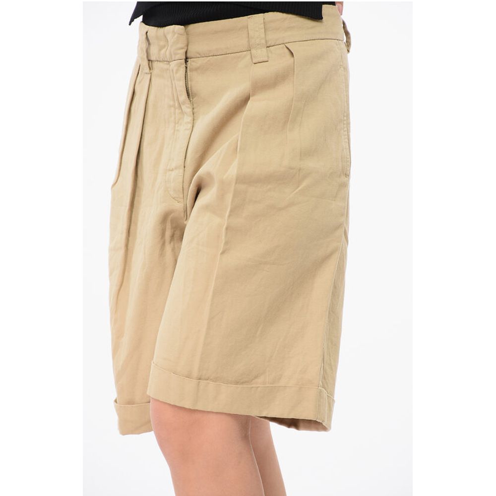 Double-pleated Linen Blend Shorts