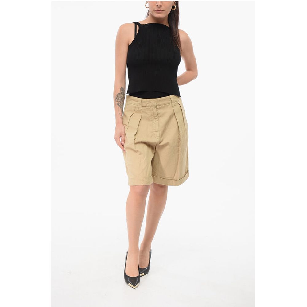 Double-pleated Linen Blend Shorts