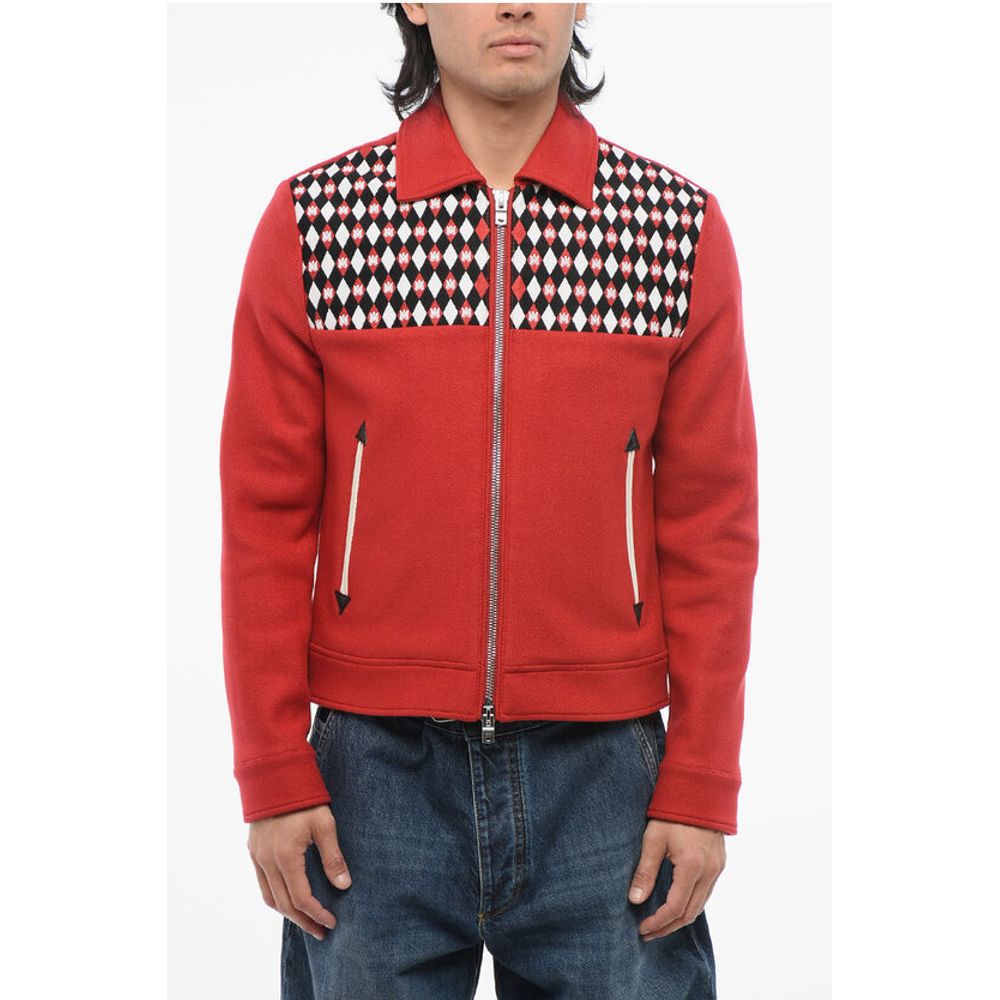 Wool Blend DIAMOND Jacket with Embroidered Insert