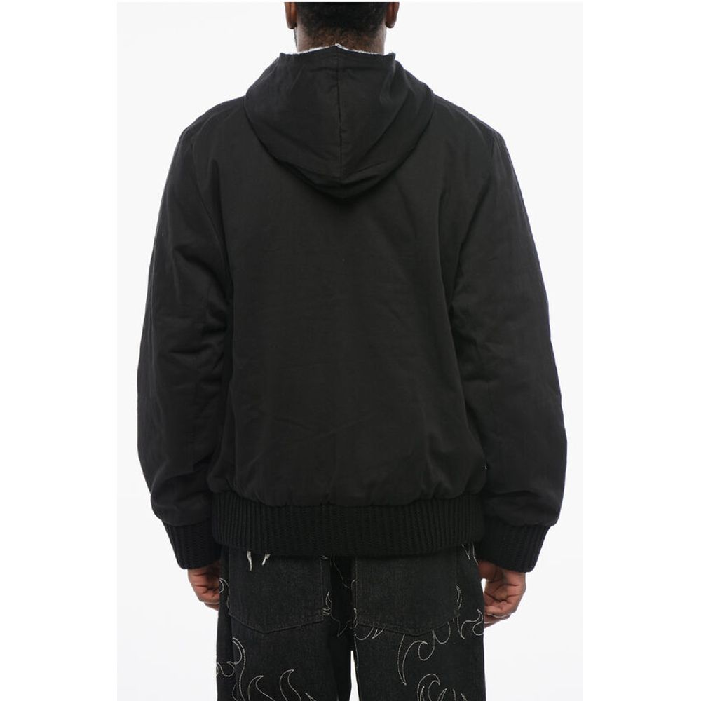 Cotton Padded Jacket with Hood and Knit Edge