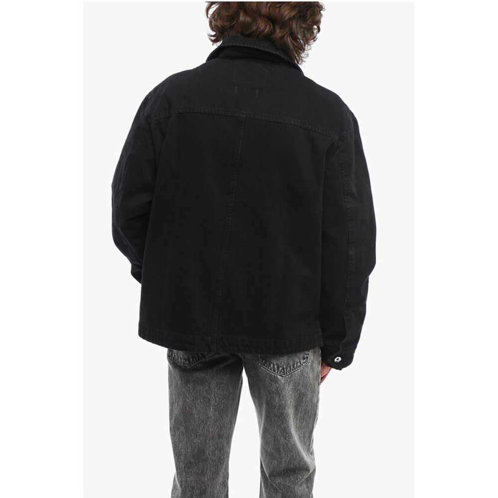 Solid Color Denim Jacket with Double Breast Pocket